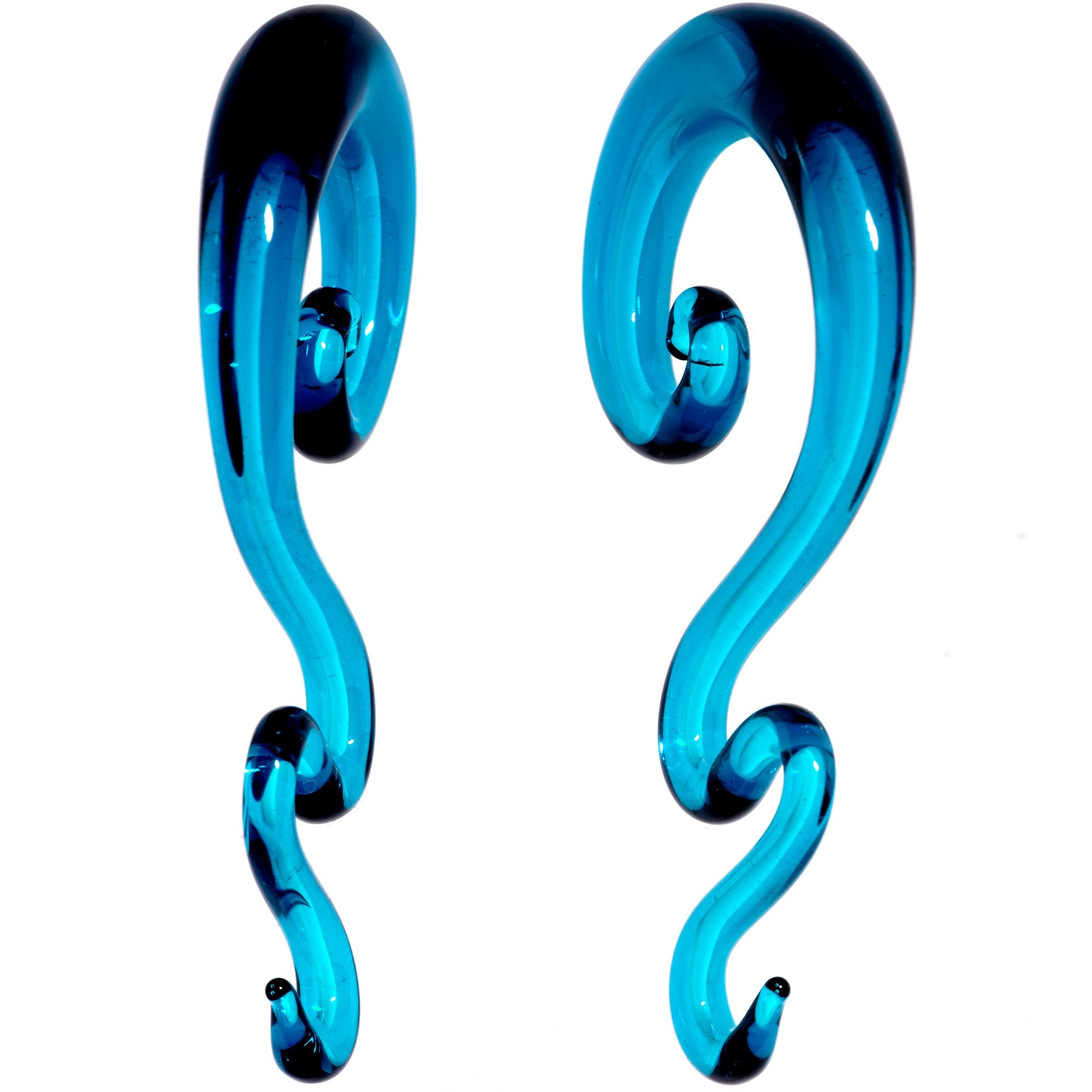 Blue Glass Translucent Zig Zag Spiral Taper Set 6mm to 12mm