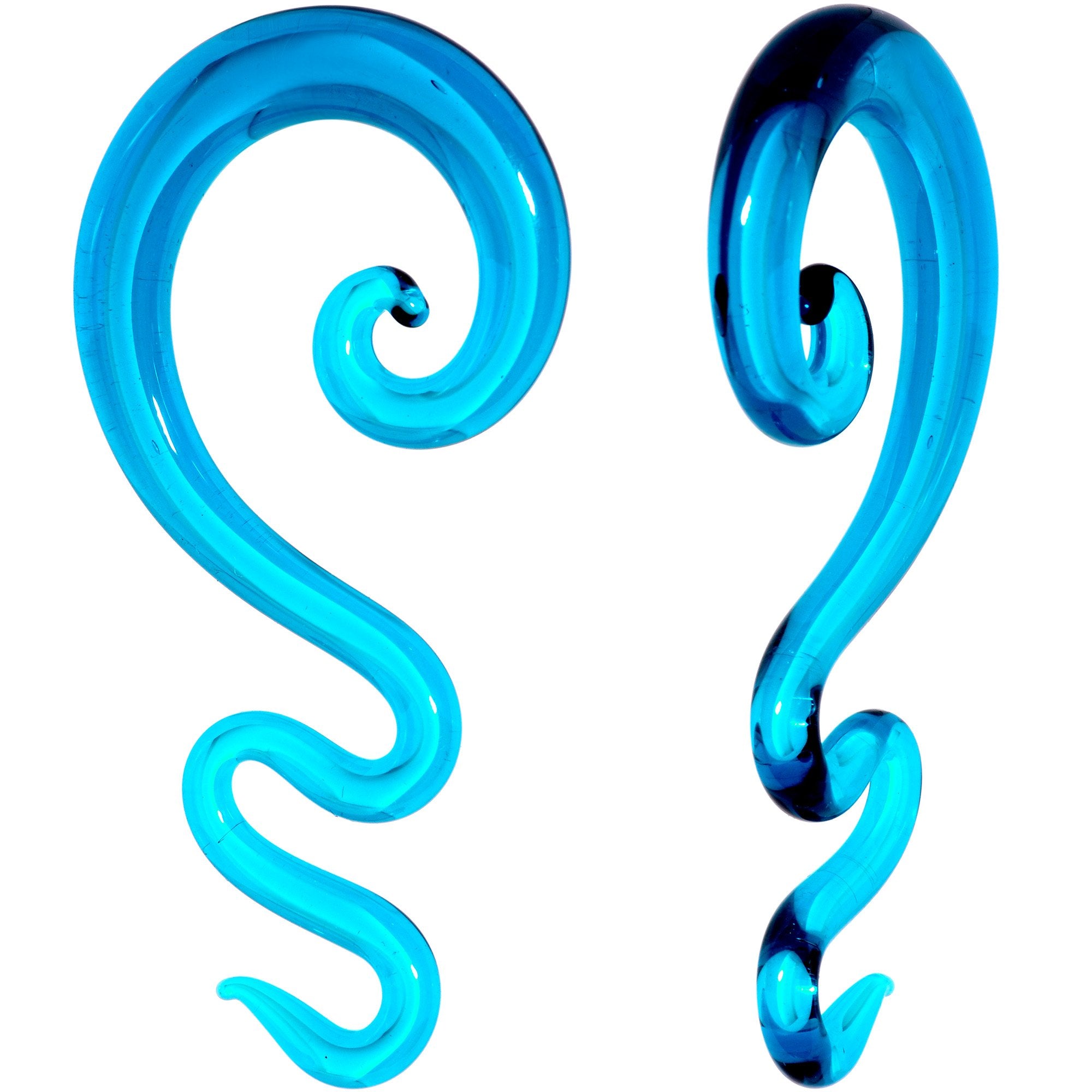 Blue Glass Translucent Zig Zag Spiral Taper Set 6mm to 12mm