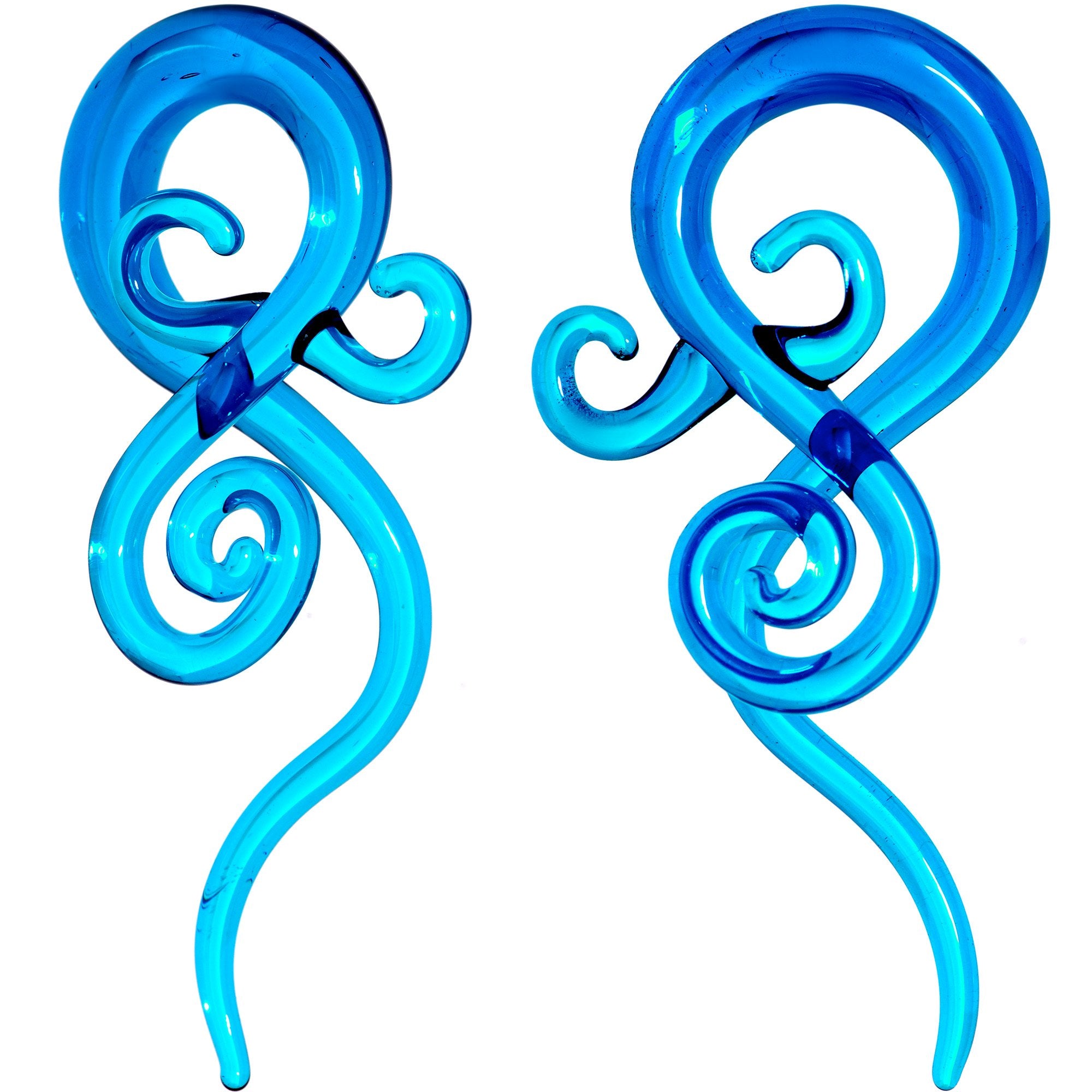 Blue Glass Translucent Swirl Twirl Spiral Taper Set 6mm to 12mm