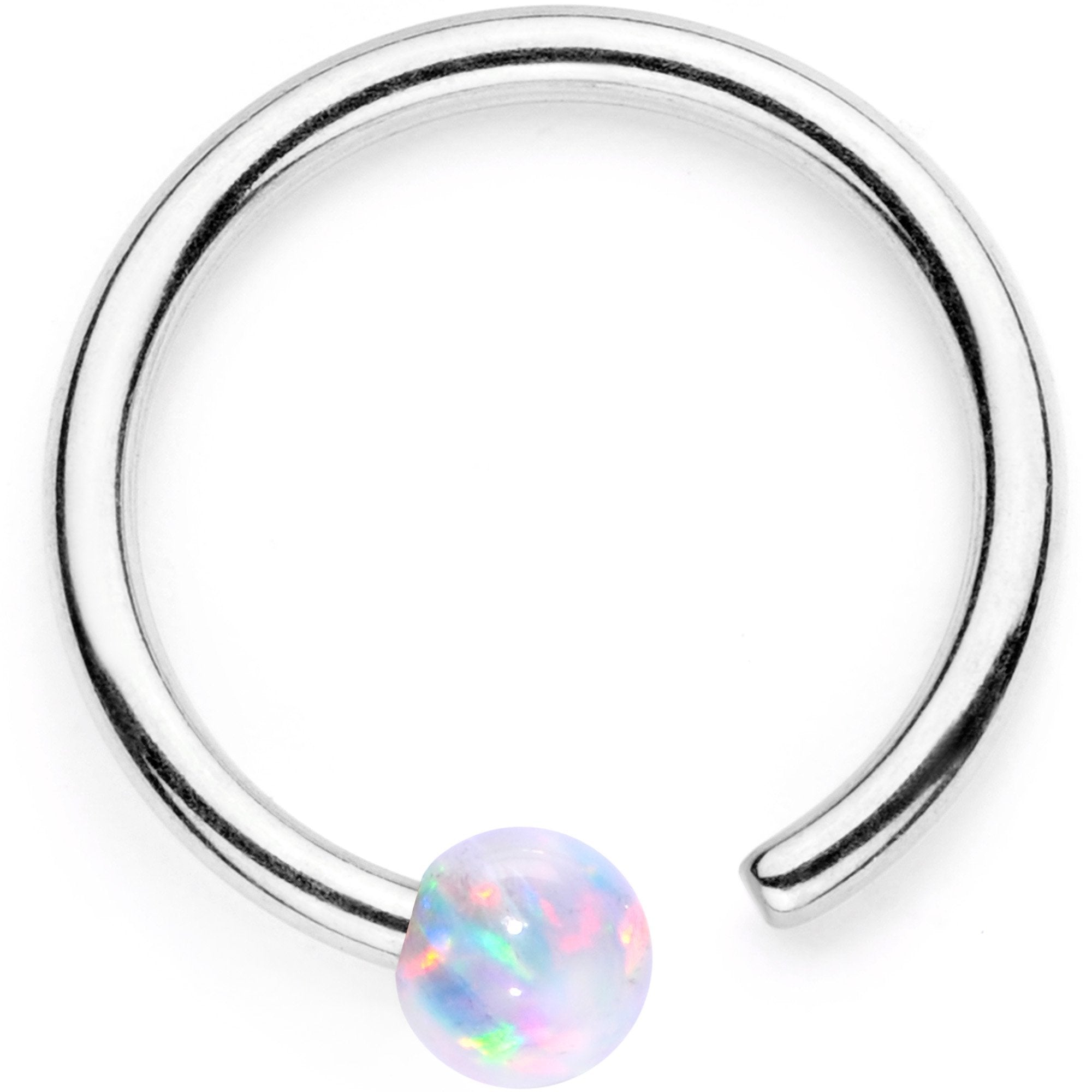 18 Gauge White Synthetic Opal Seamless Circular Ring