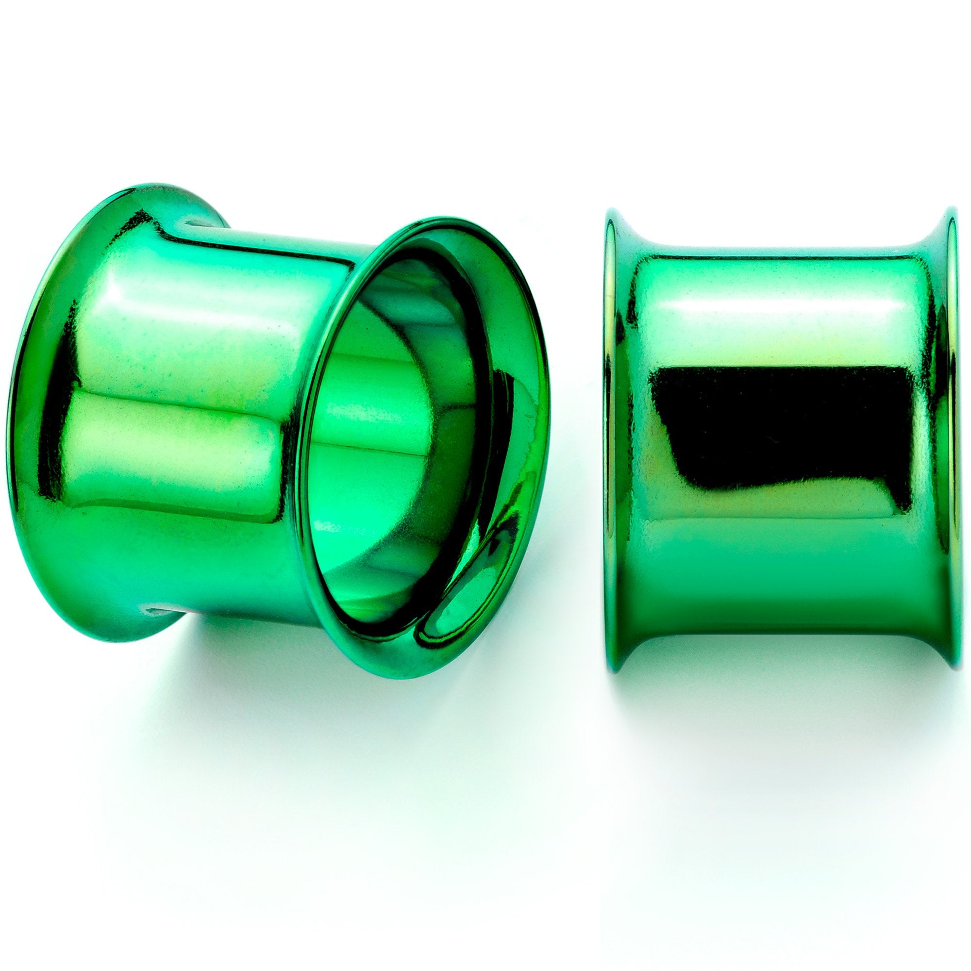 Green Anodized Steel Double Flare Tunnel Plug Set 4mm-16mm