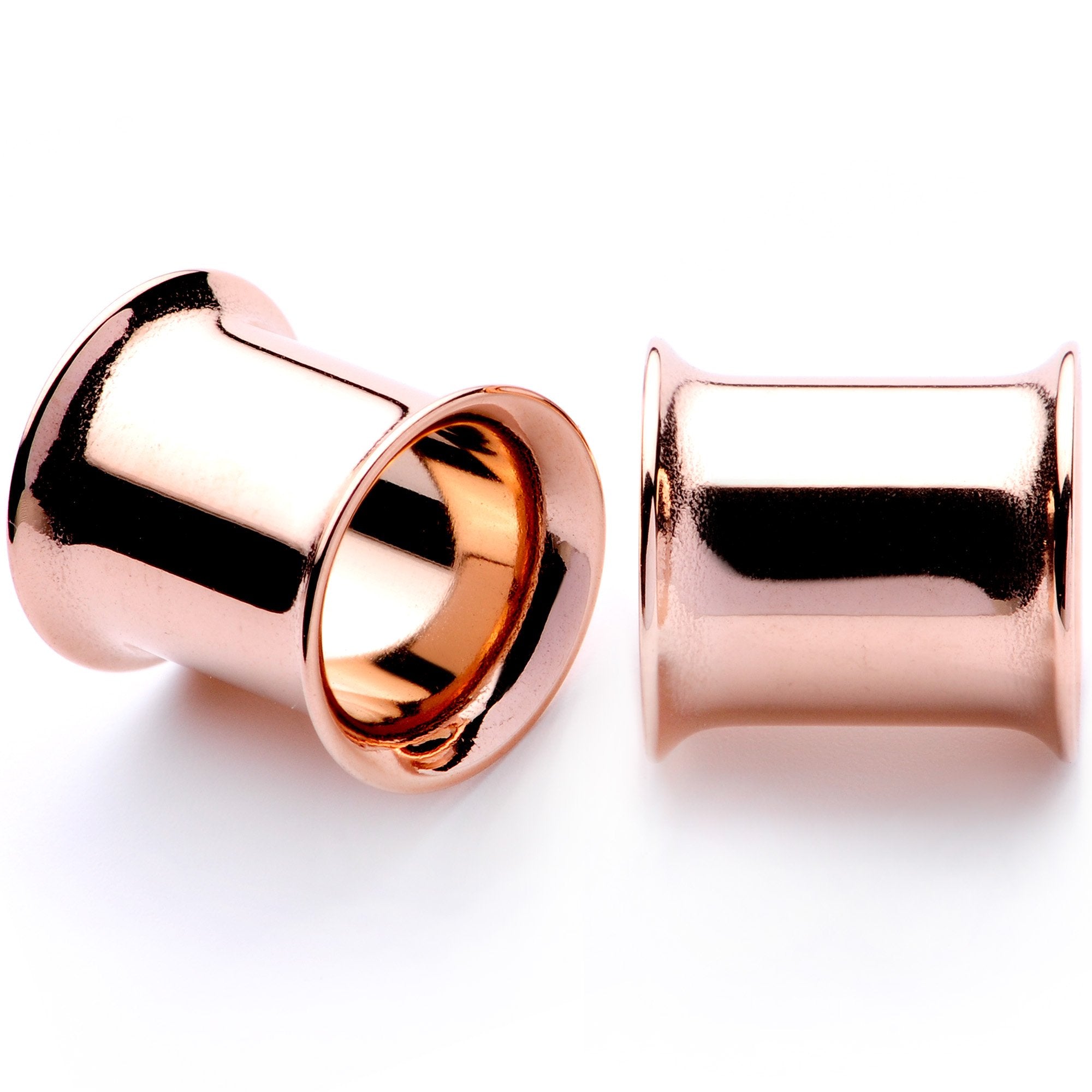 Rose Gold Tone Anodized Steel Double Flare Tunnel Plug Set 4mm to 16mm