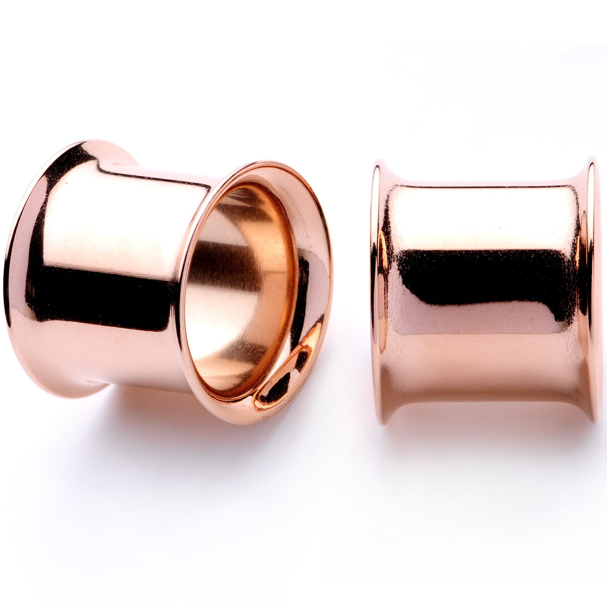 Rose Gold Tone Anodized Steel Double Flare Tunnel Plug Set 4mm to 16mm