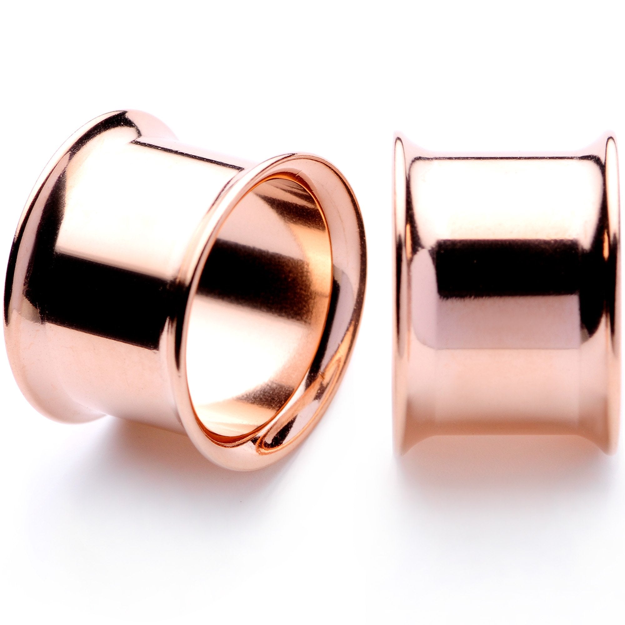 Rose Gold Tone Anodized Steel Double Flare Tunnel Plug Set 4mm to 16mm