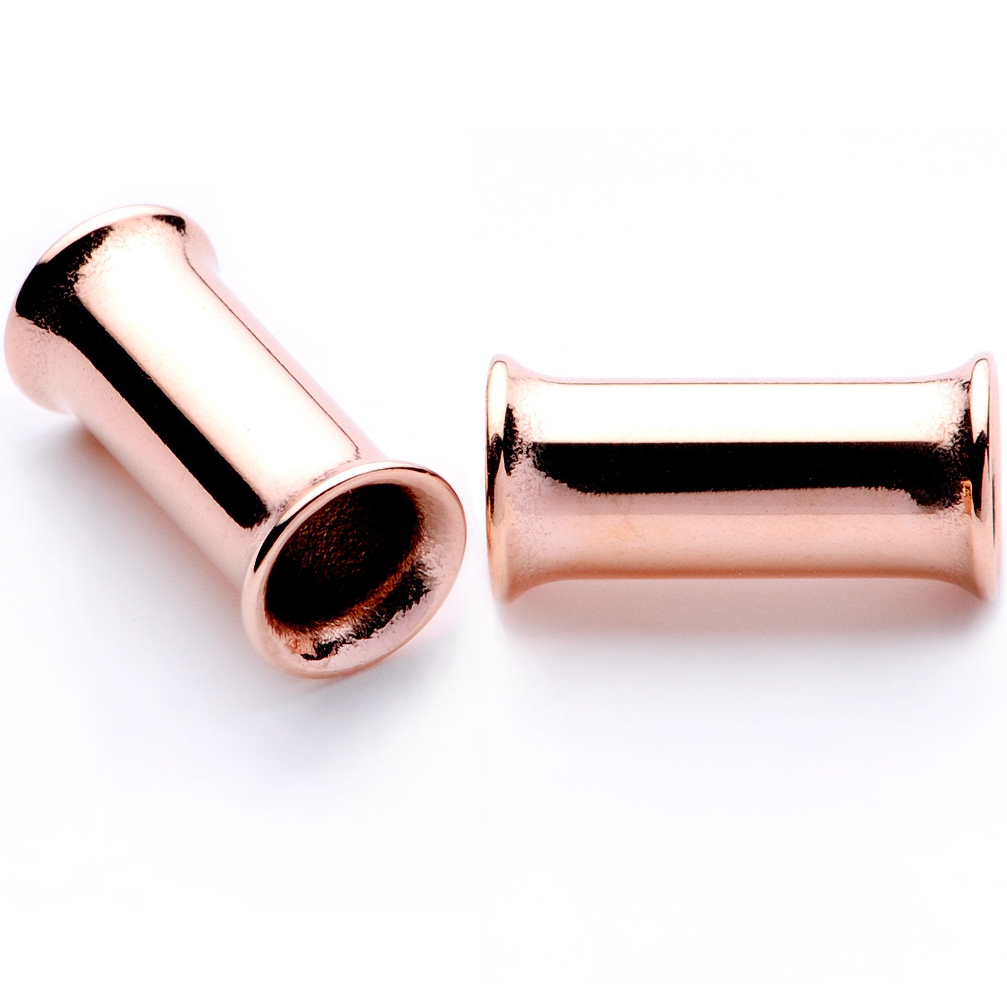 Rose Gold Tone Anodized Steel Double Flare Tunnel Plug Set 4mm to 16mm