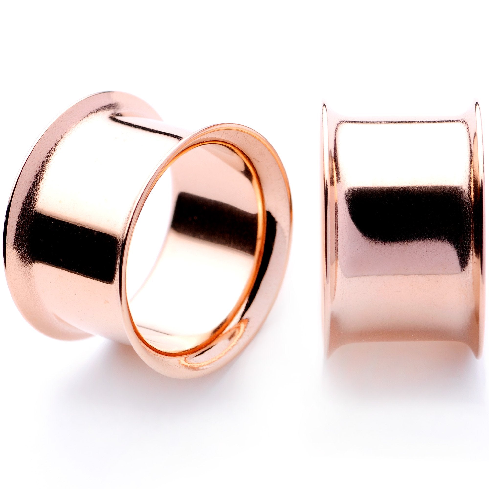 Rose Gold Tone Anodized Steel Double Flare Tunnel Plug Set 4mm to 16mm