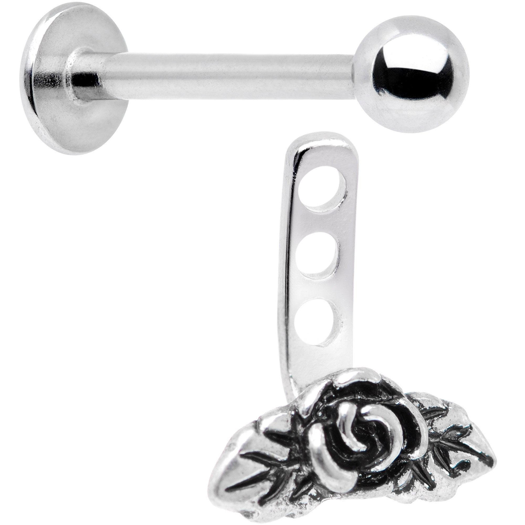 16 Gauge 3/8 Kissed Rose Flower Dangle Cartilage Tragus Helix Piercing