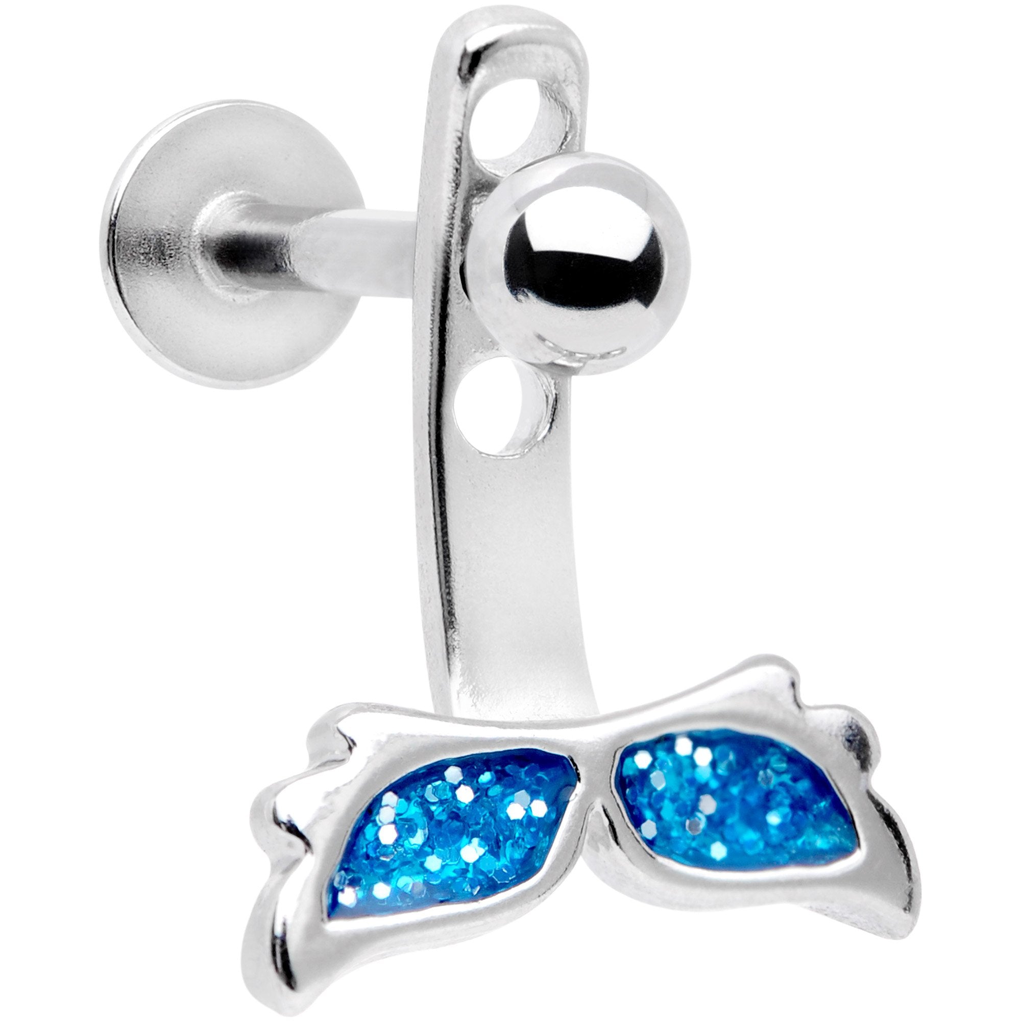 Blue Glitter Mermaid Tail Dangle Cartilage Tragus Helix Piercing