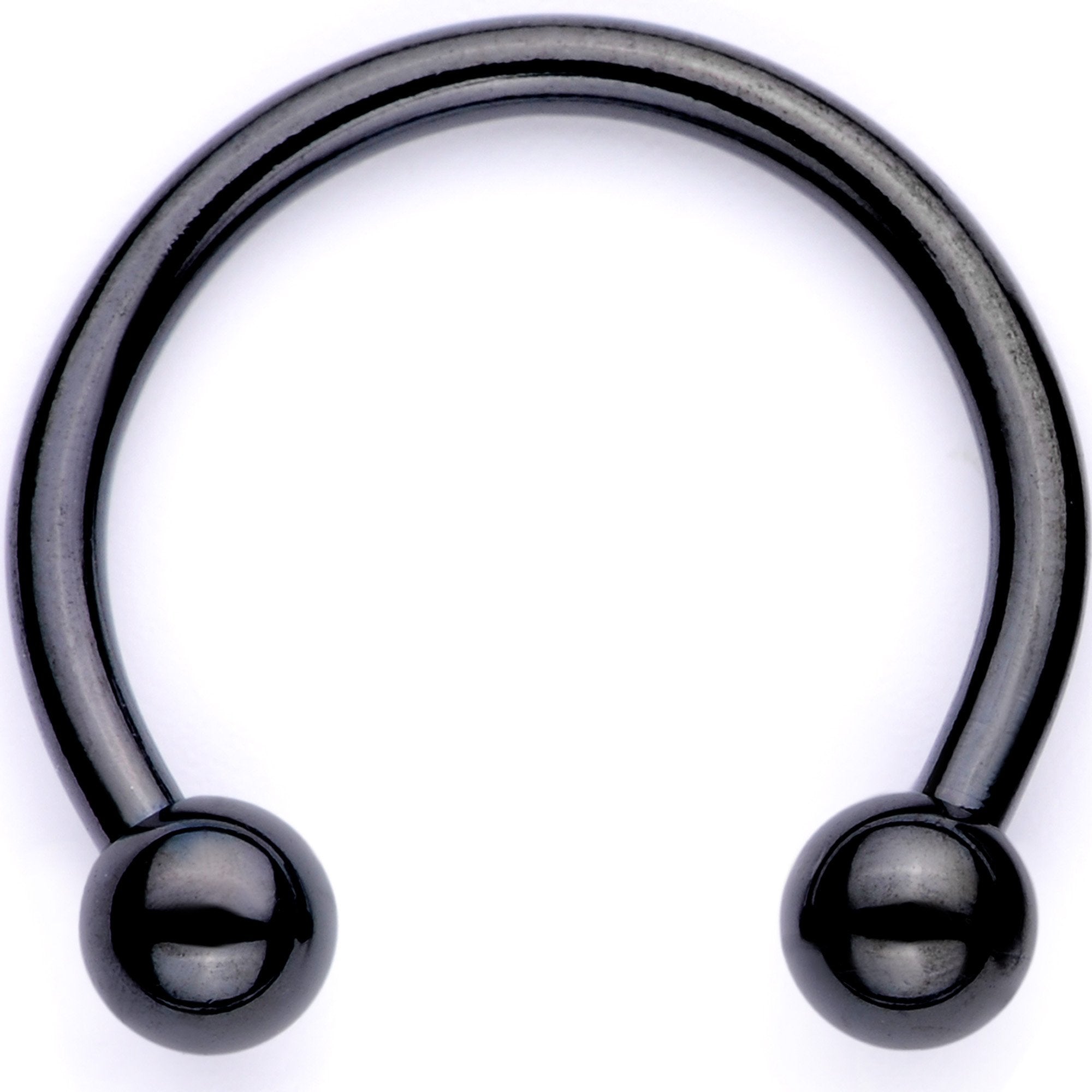 16 Gauge 3/8 Pink Faux Opal Black Anodized Horseshoe Closure Ring Set