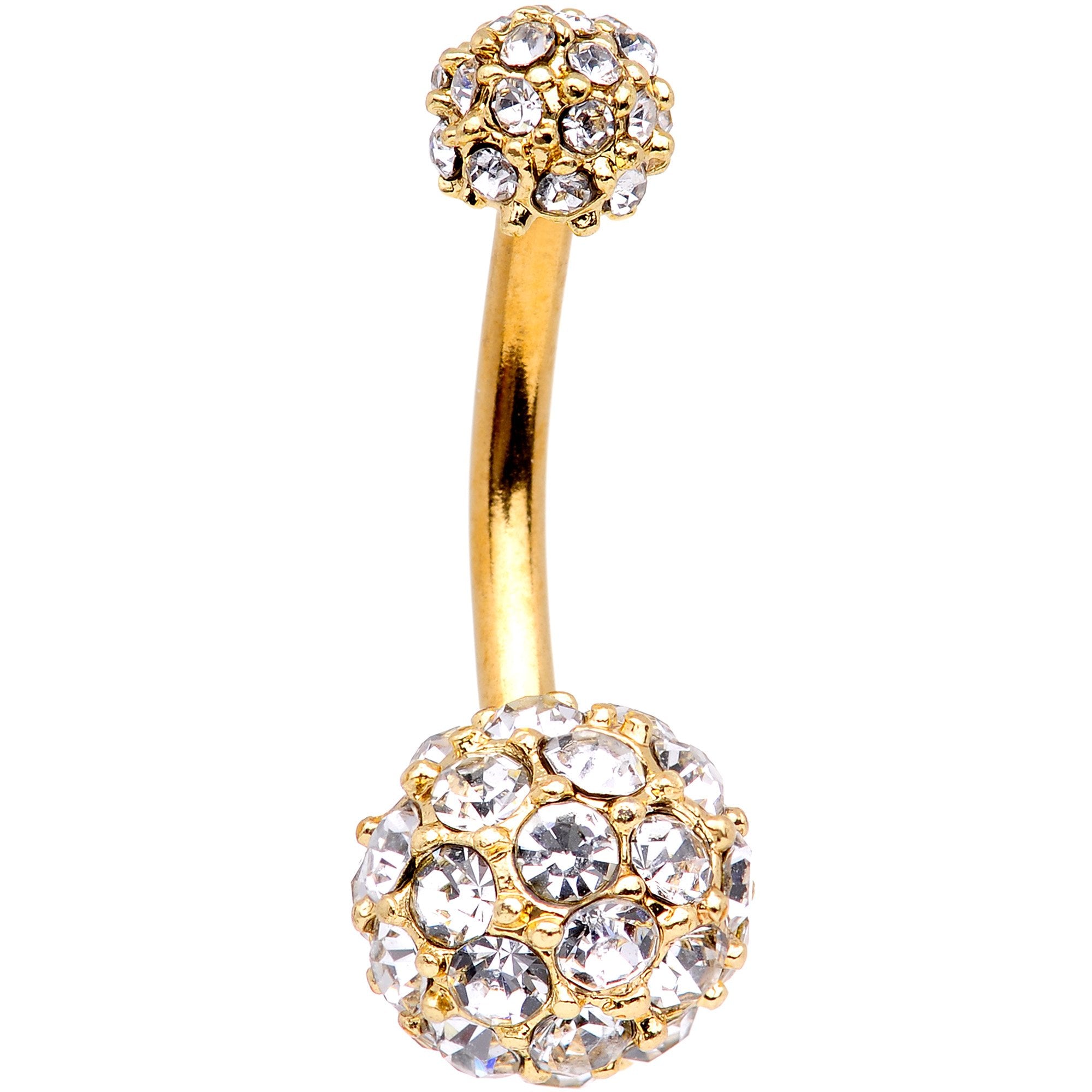 Clear Gem Cluster Gold Tone Electroplated Belly Ring