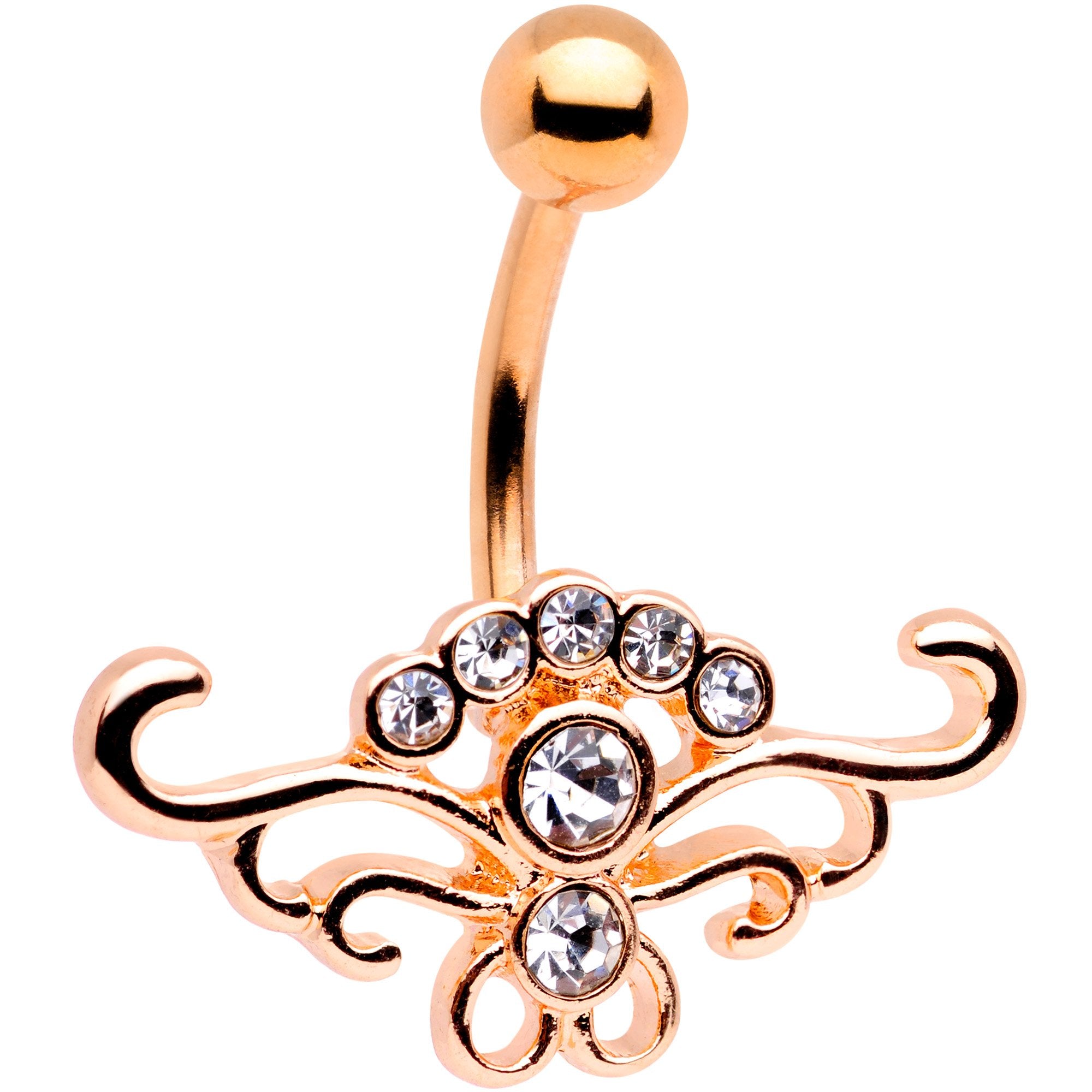 Clear Gem Rose Gold Tone Electroplated Summer Breeze Belly Ring