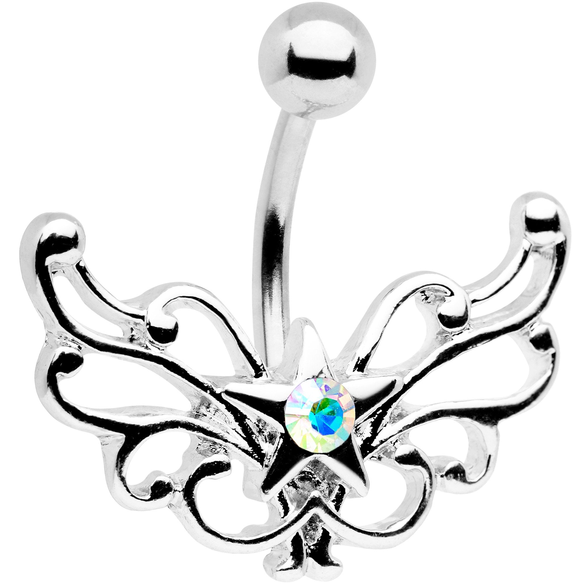 Aurora Gem Summer Filigree Star Belly Ring