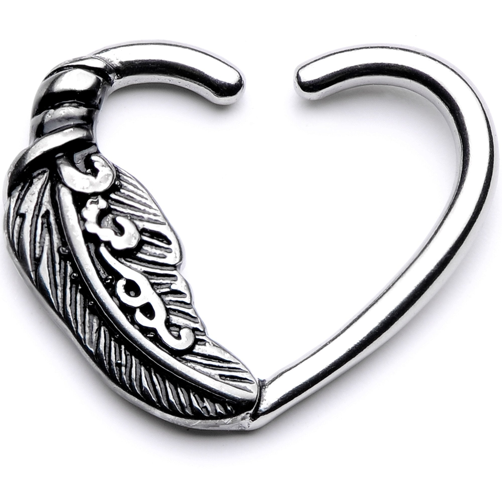 16 Gauge 3/8 Feather Love Right Heart Closure Ring