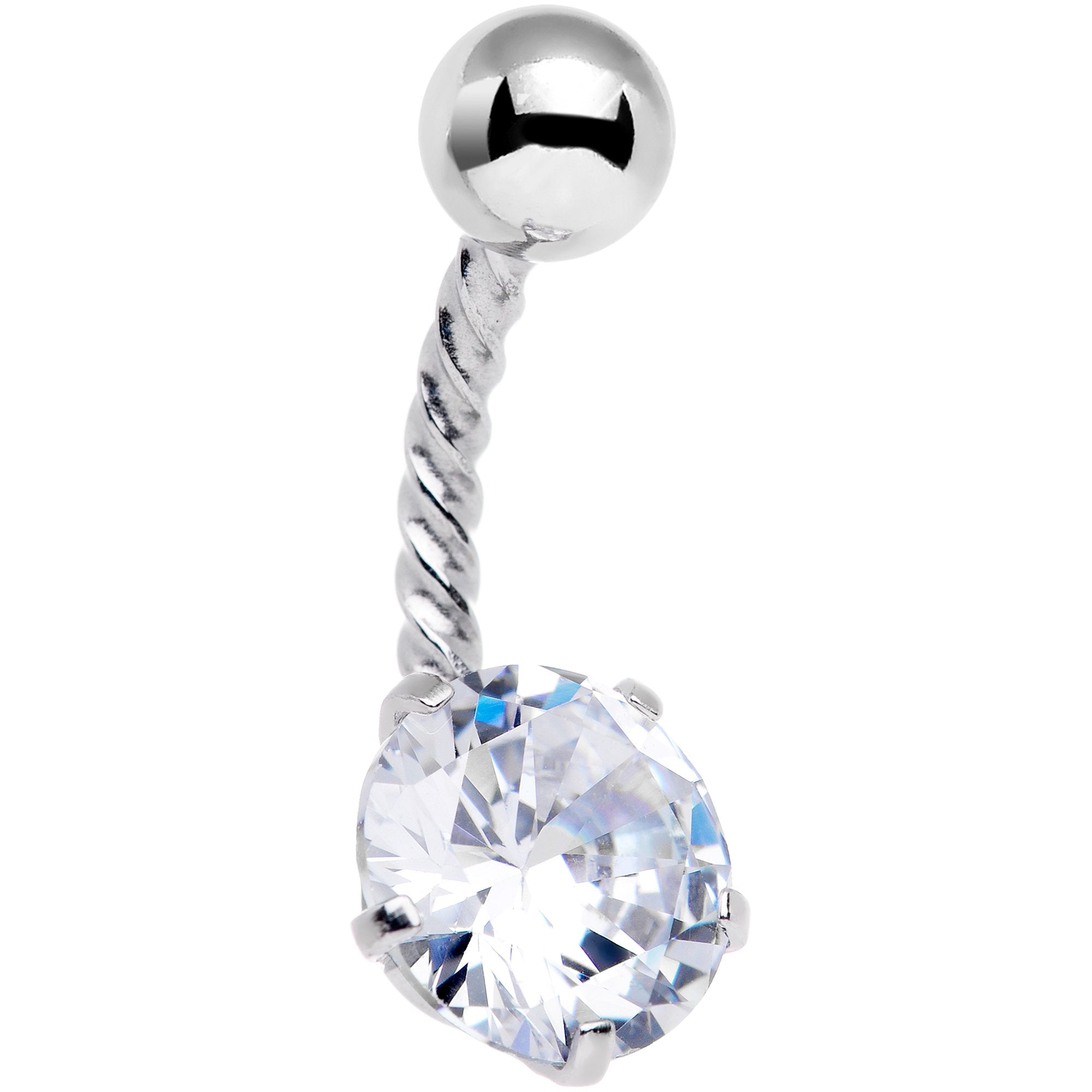 Clear CZ Gem Classic Seriously Twisted Belly Ring