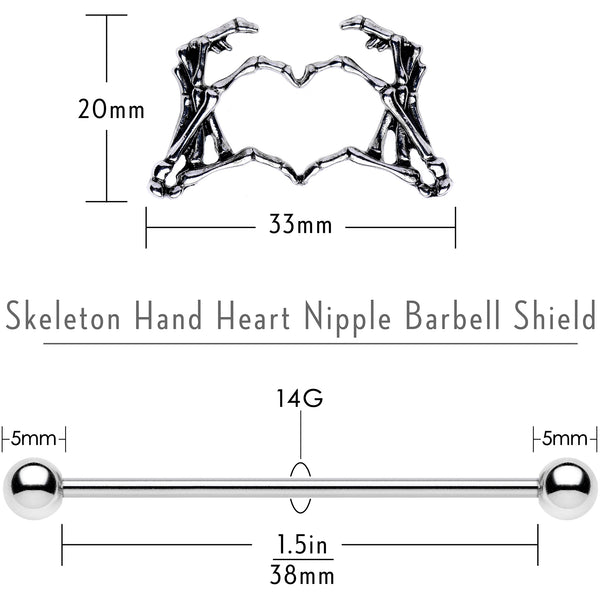14G Heart Dangle Nipple Ring Barbell