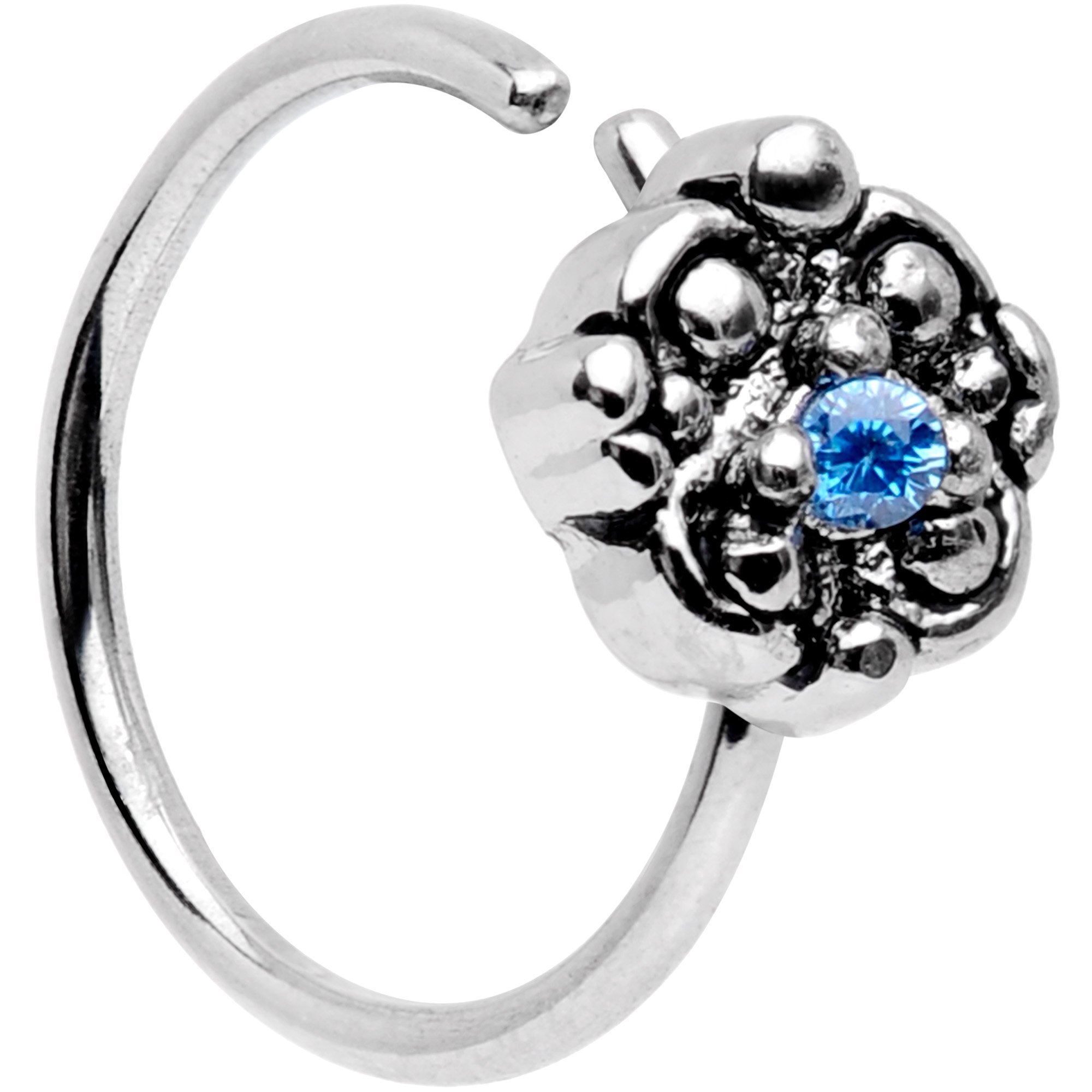 20 Gauge 5/16 Blue CZ Gem Decadent Cluster Seamless Circular Ring