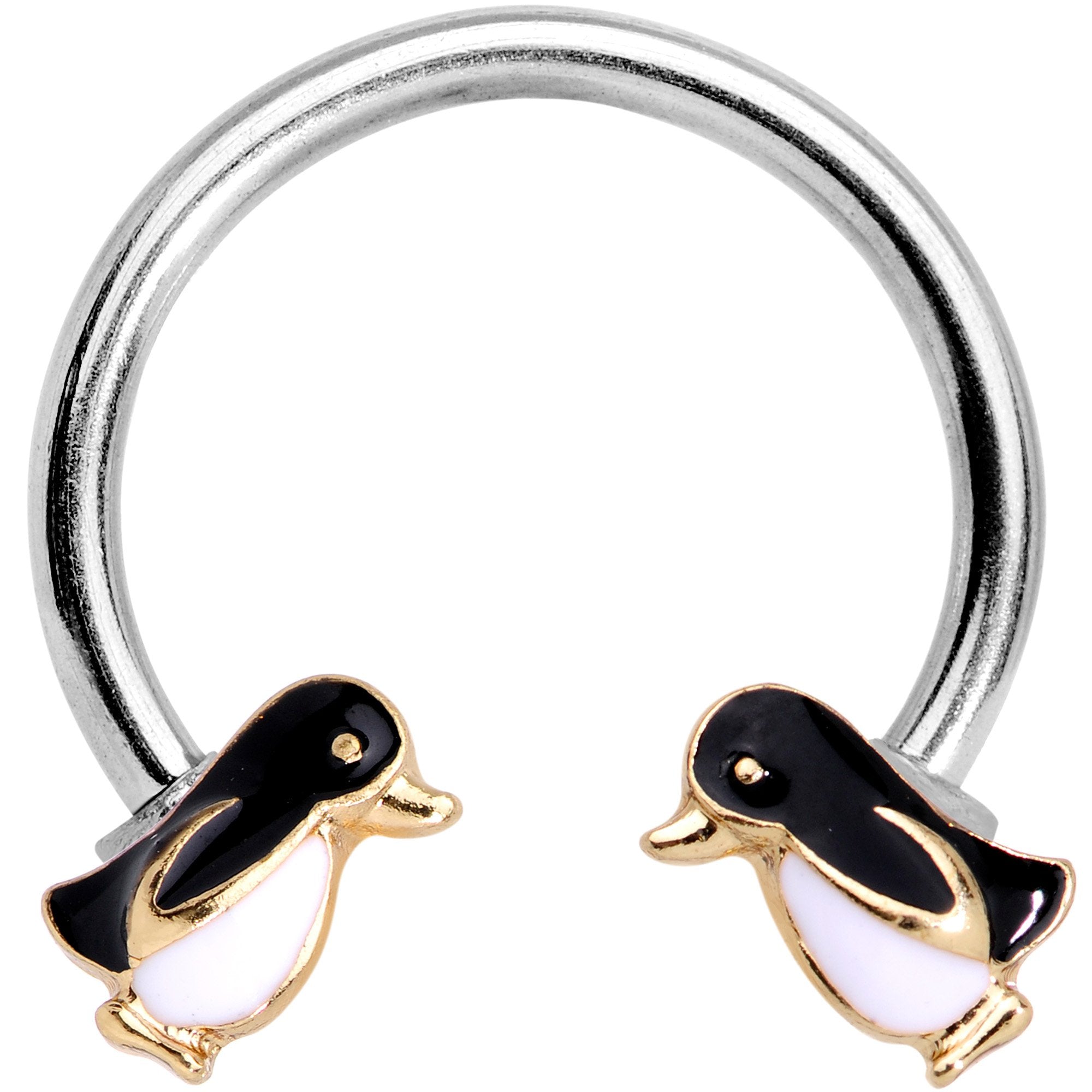 16 Gauge 3/8 Penguin Buddies Horseshoe Curved Barbell