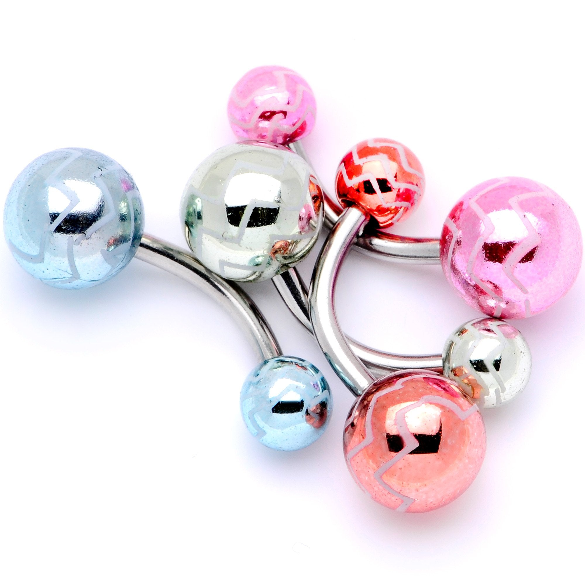 Pastel Zig Zag Party Pack Belly Ring Set of 4