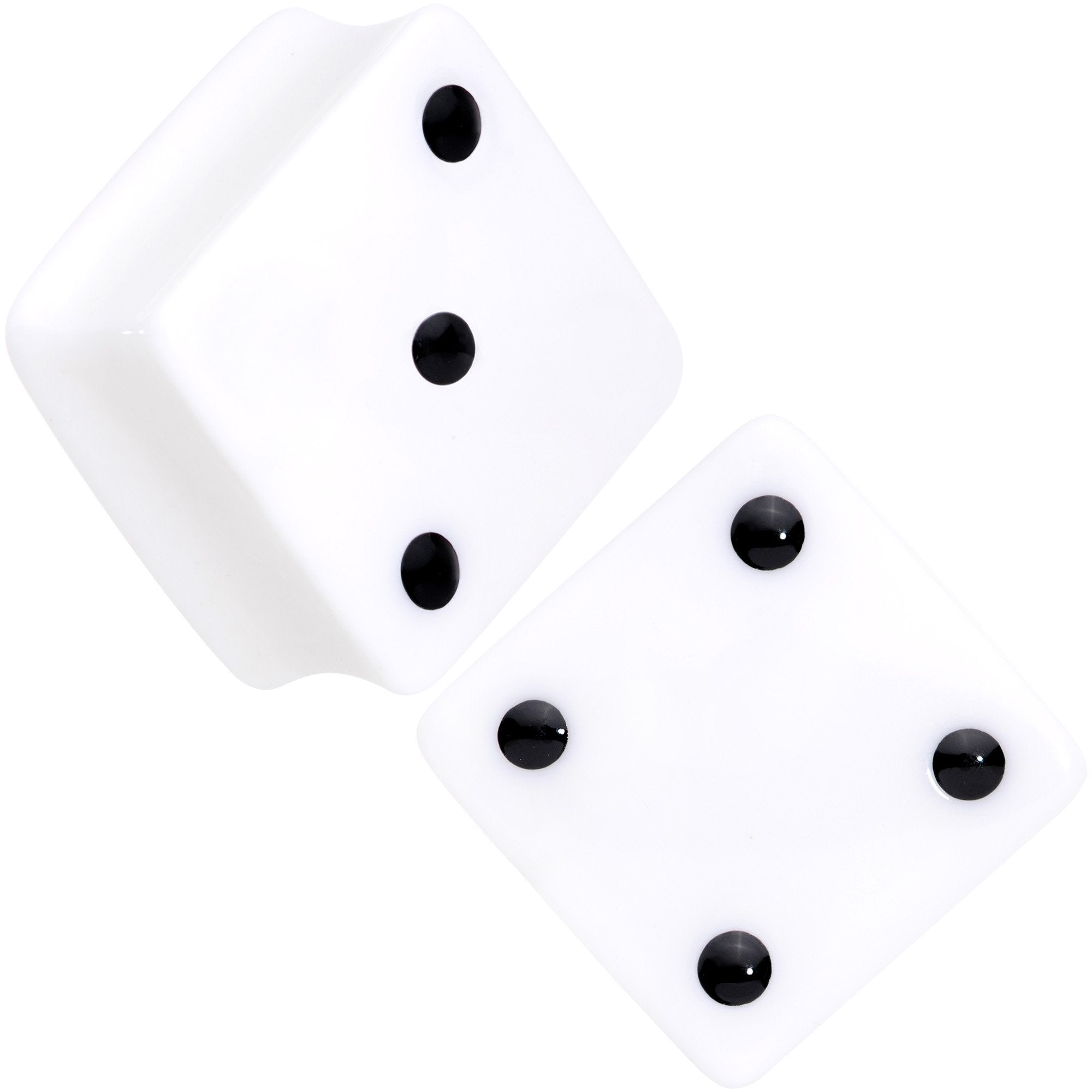 White Acrylic Square Shaped Lucky 7 Dice Saddle Plug Set 22mm to 32mm