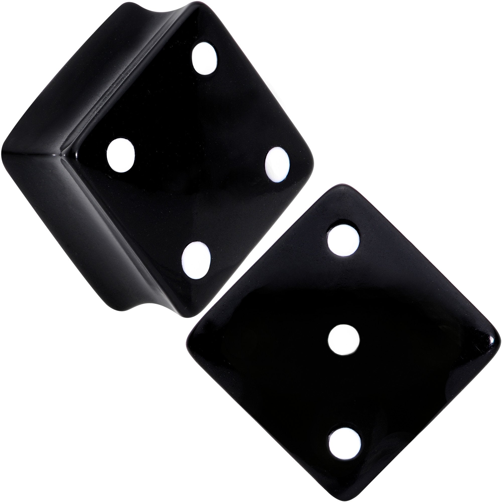 Black Acrylic Square Shaped Lucky 7 Dice Saddle Plug Set 22mm to 31mm