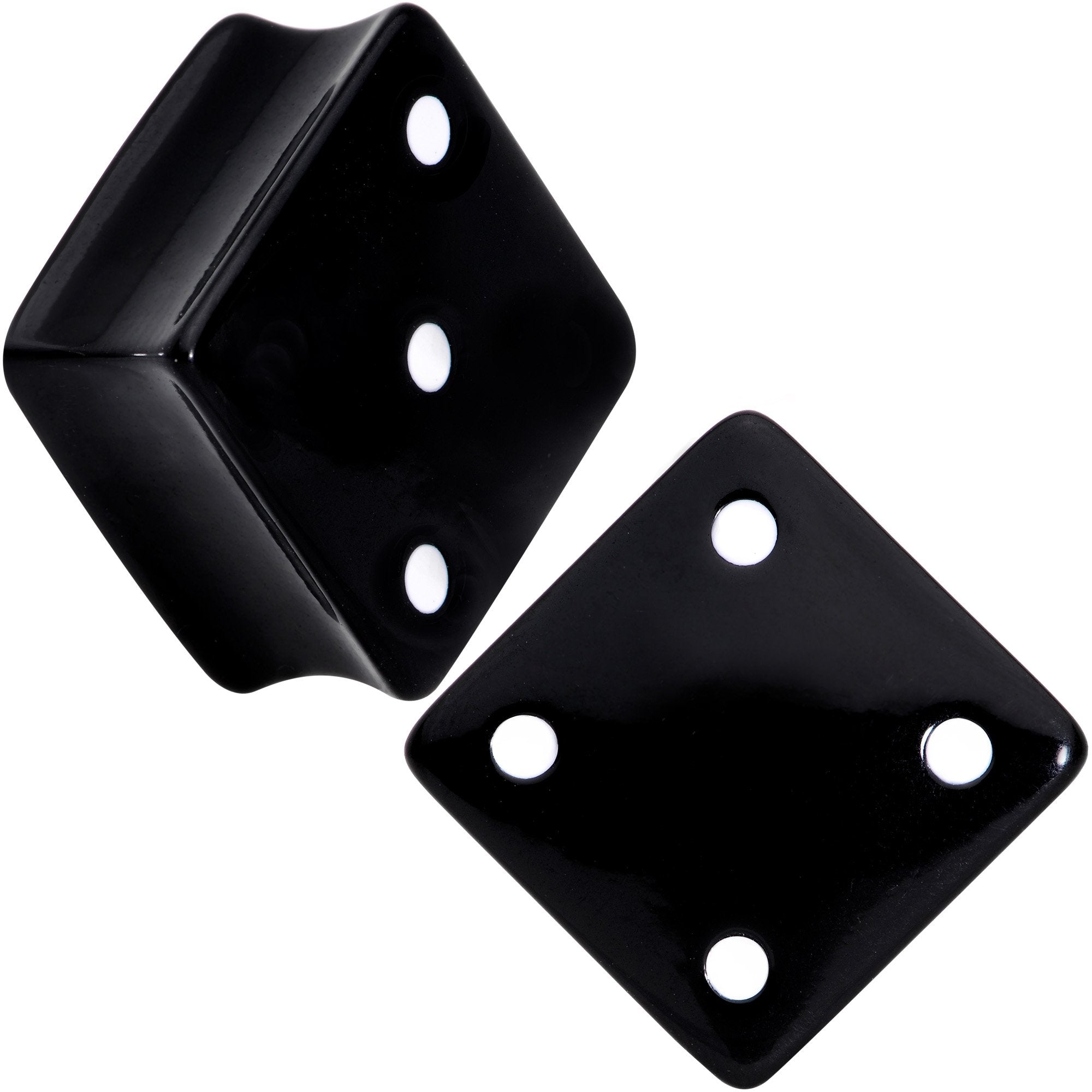 Black Acrylic Square Shaped Lucky 7 Dice Saddle Plug Set 22mm to 31mm