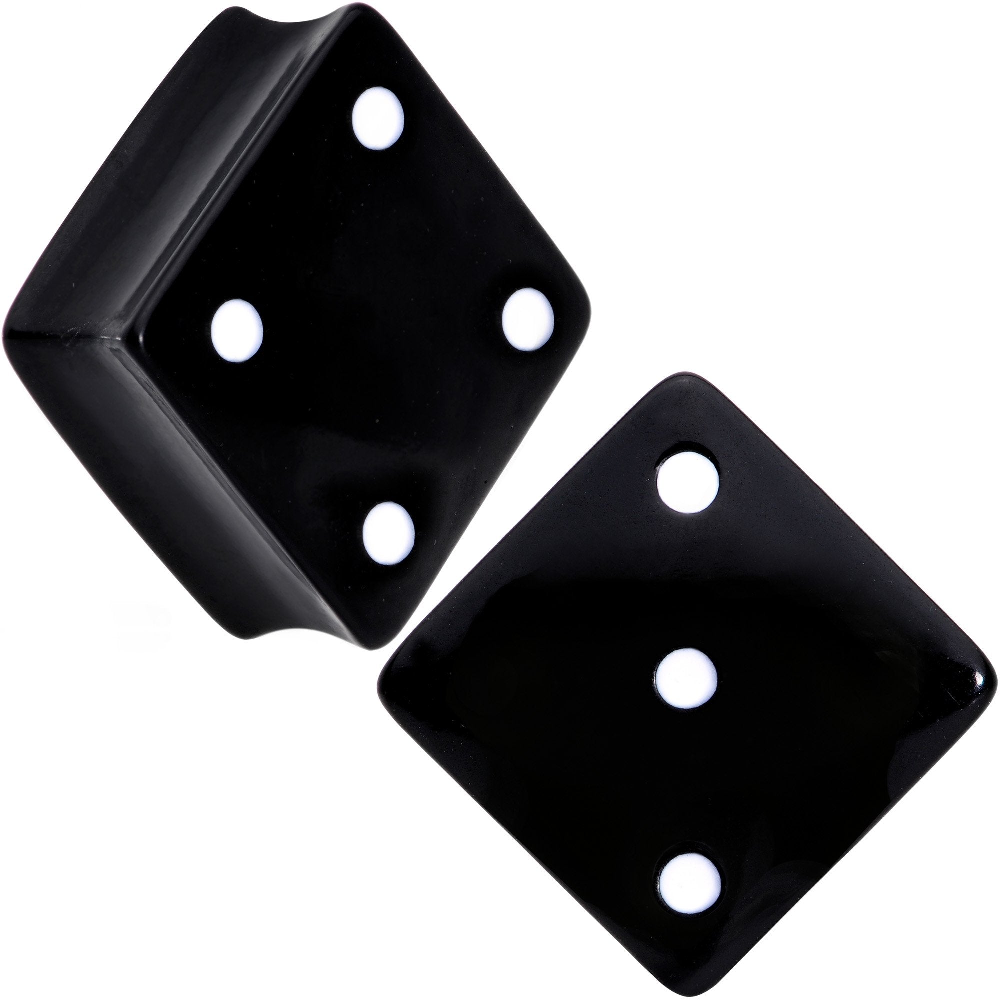 Black Acrylic Square Shaped Lucky 7 Dice Saddle Plug Set 22mm to 31mm