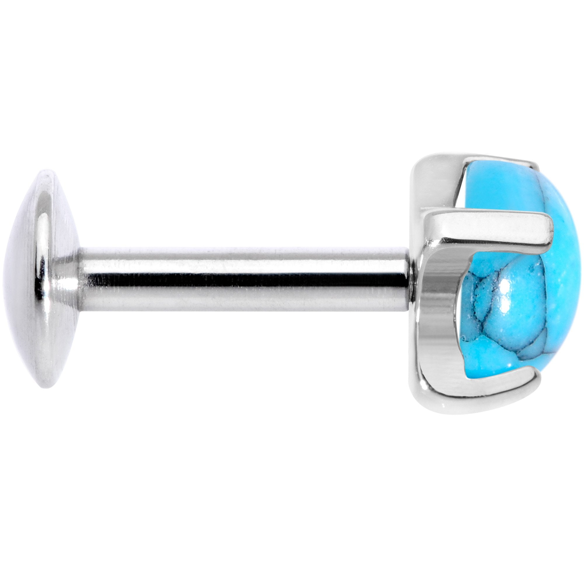 16 Gauge 1/4 Turquoise Internally Threaded Labret Monroe Tragus