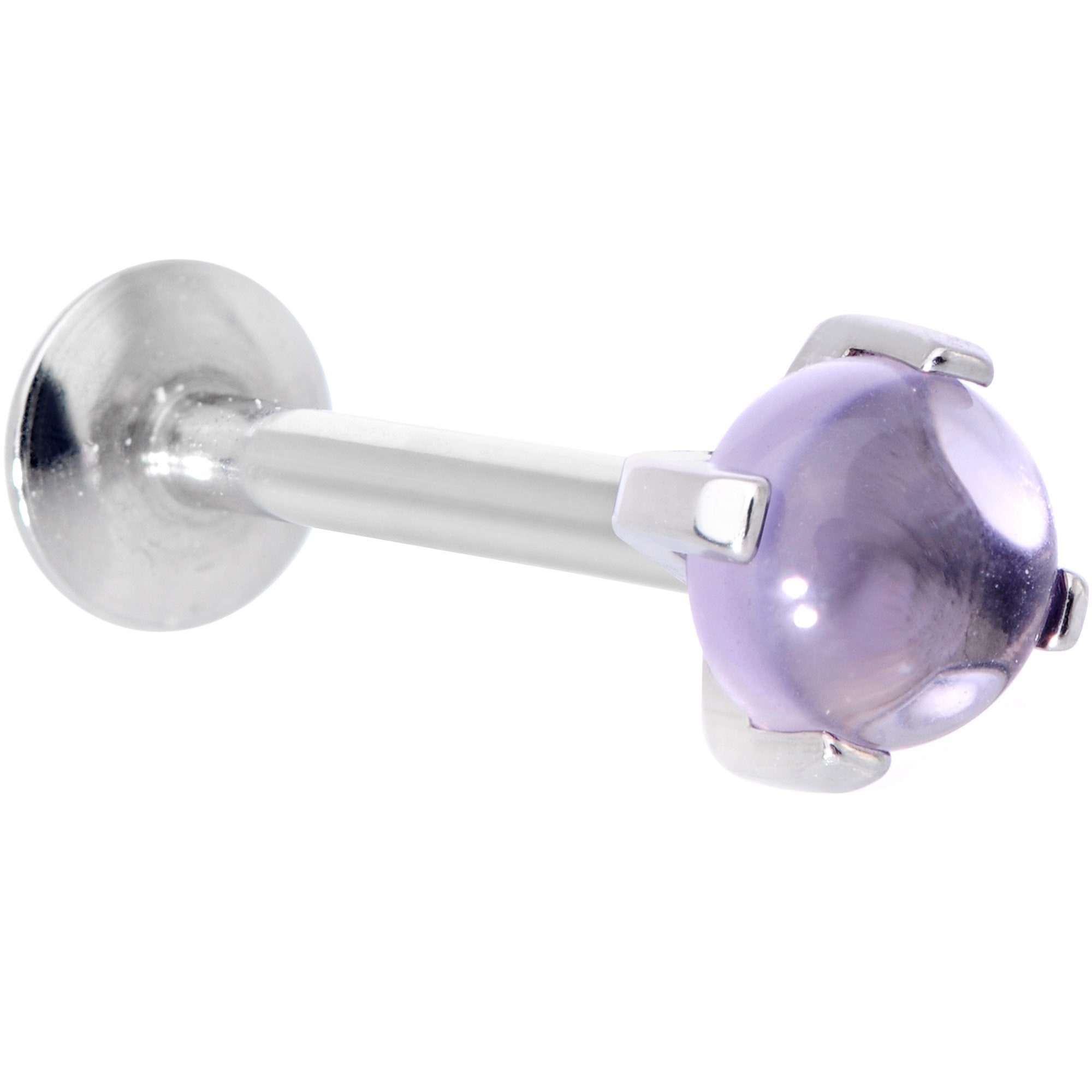 16 Gauge 5/16 Pink Amethyst Internally Threaded Labret Monroe Tragus