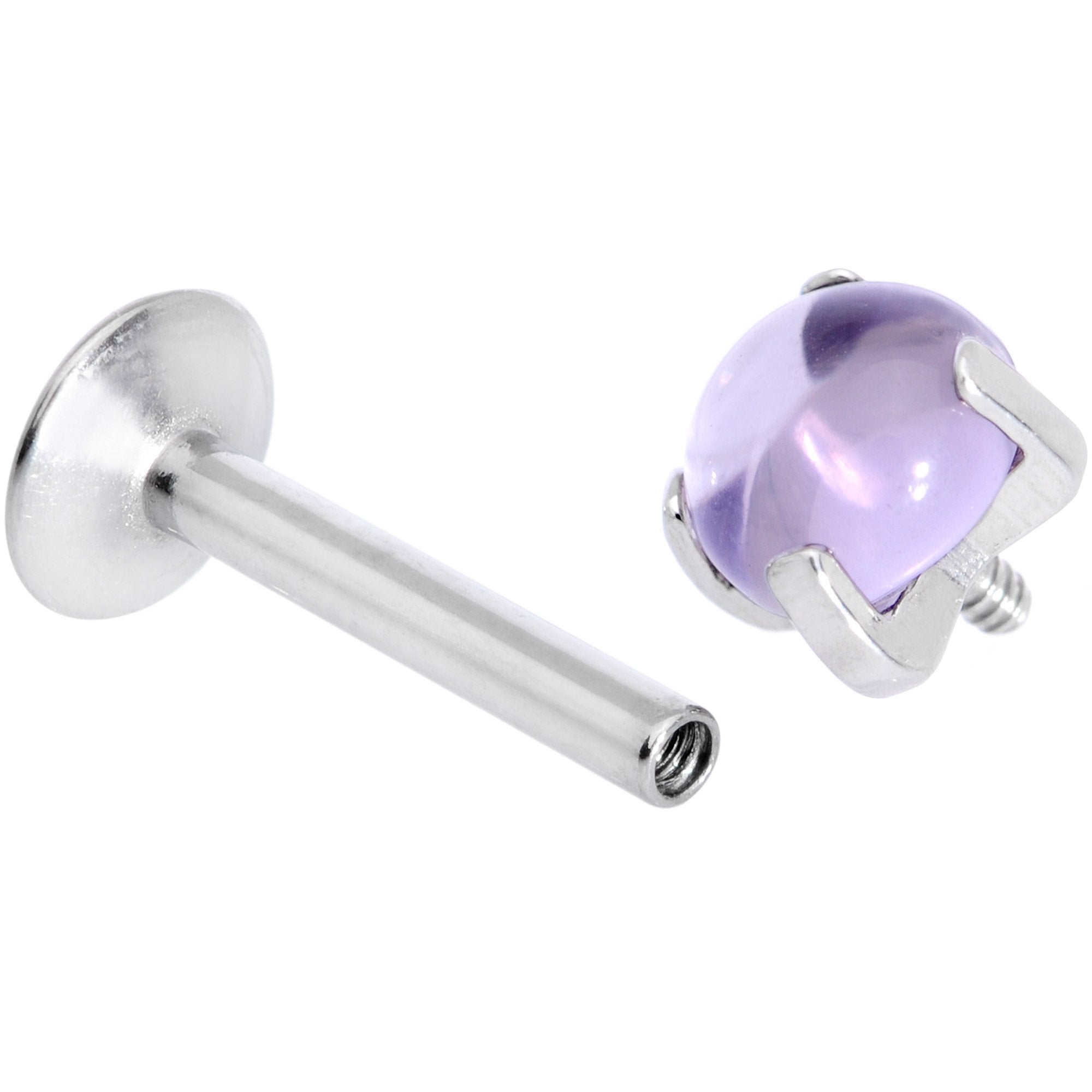 16 Gauge 5/16 Pink Amethyst Internally Threaded Labret Monroe Tragus