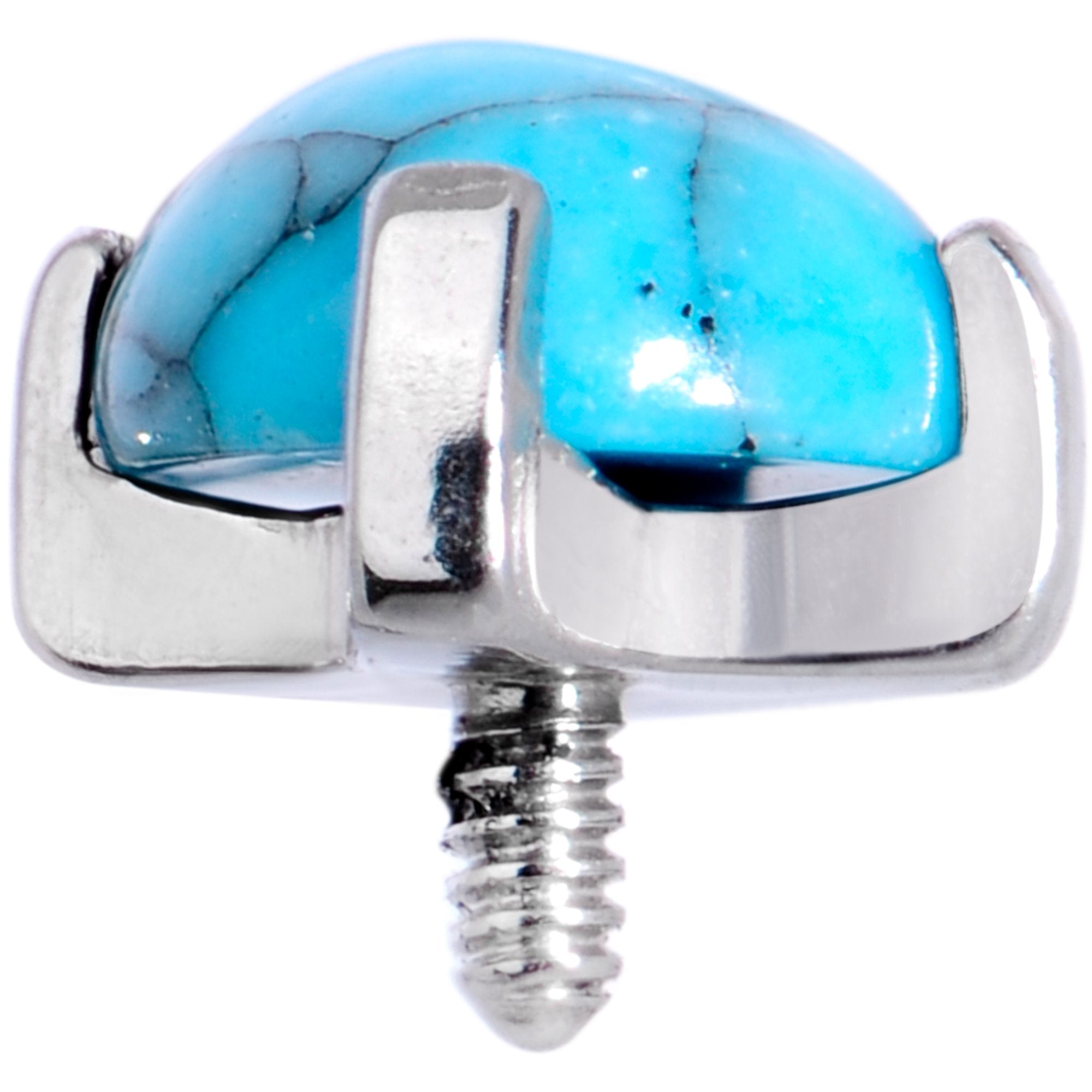 14 Gauge Natural Turquoise Externally Threaded Dermal Anchor Top