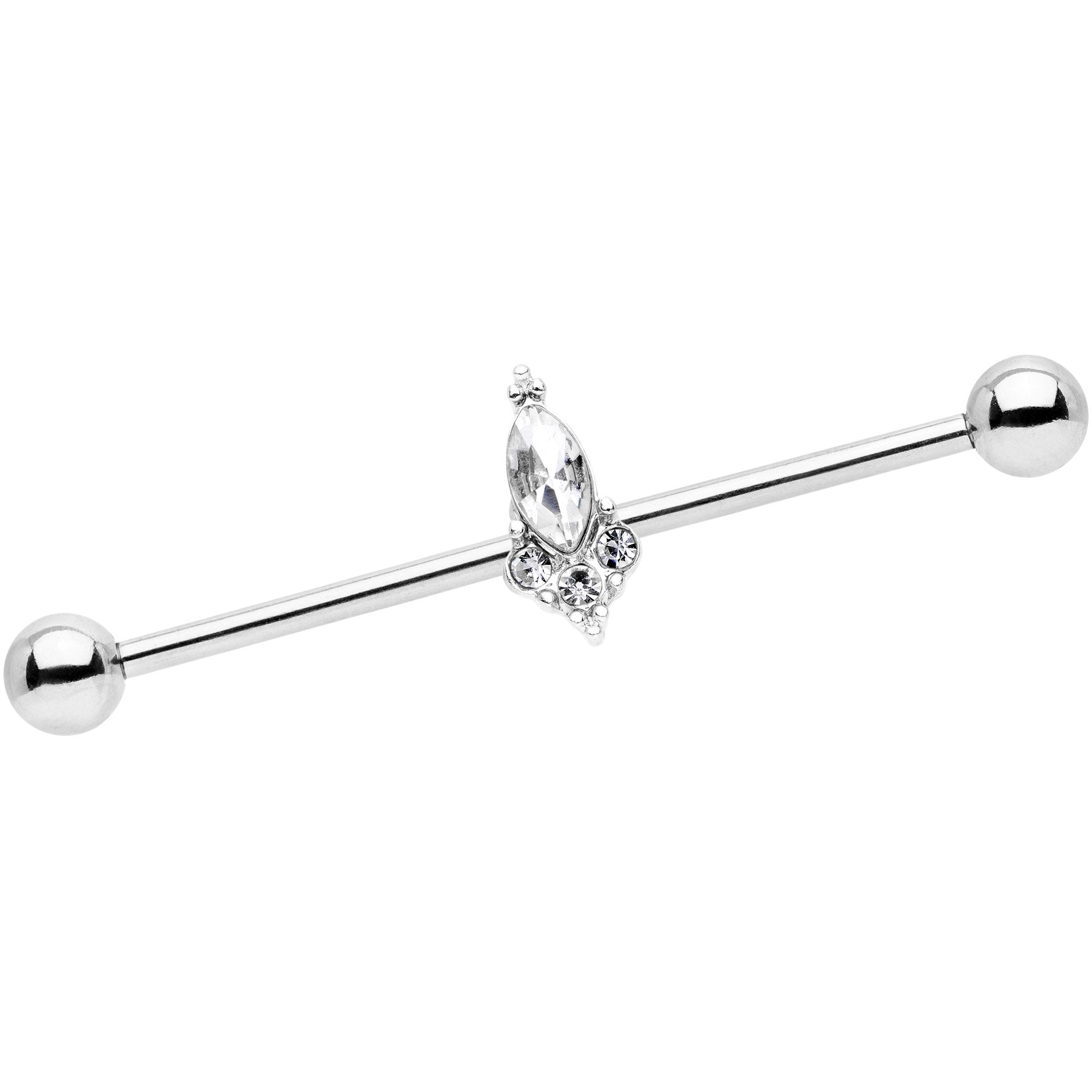 14 Gauge Clear Gem Enchant Industrial Barbell 35mm