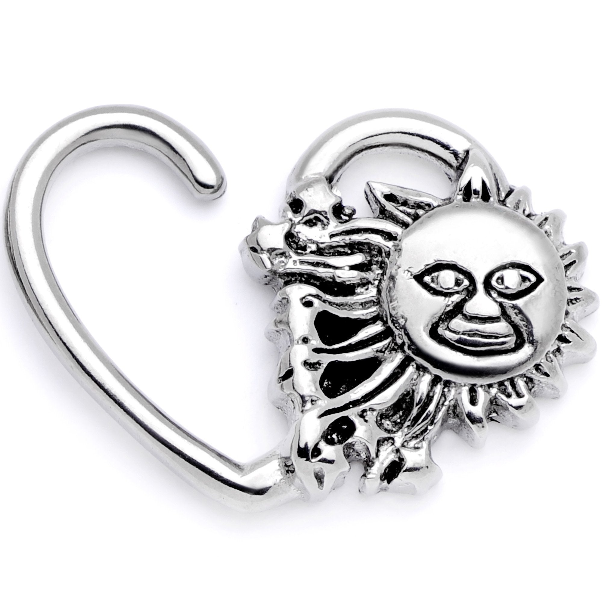 16 Gauge 3/8 Super Smiling Summer Sun Left Heart Closure Ring