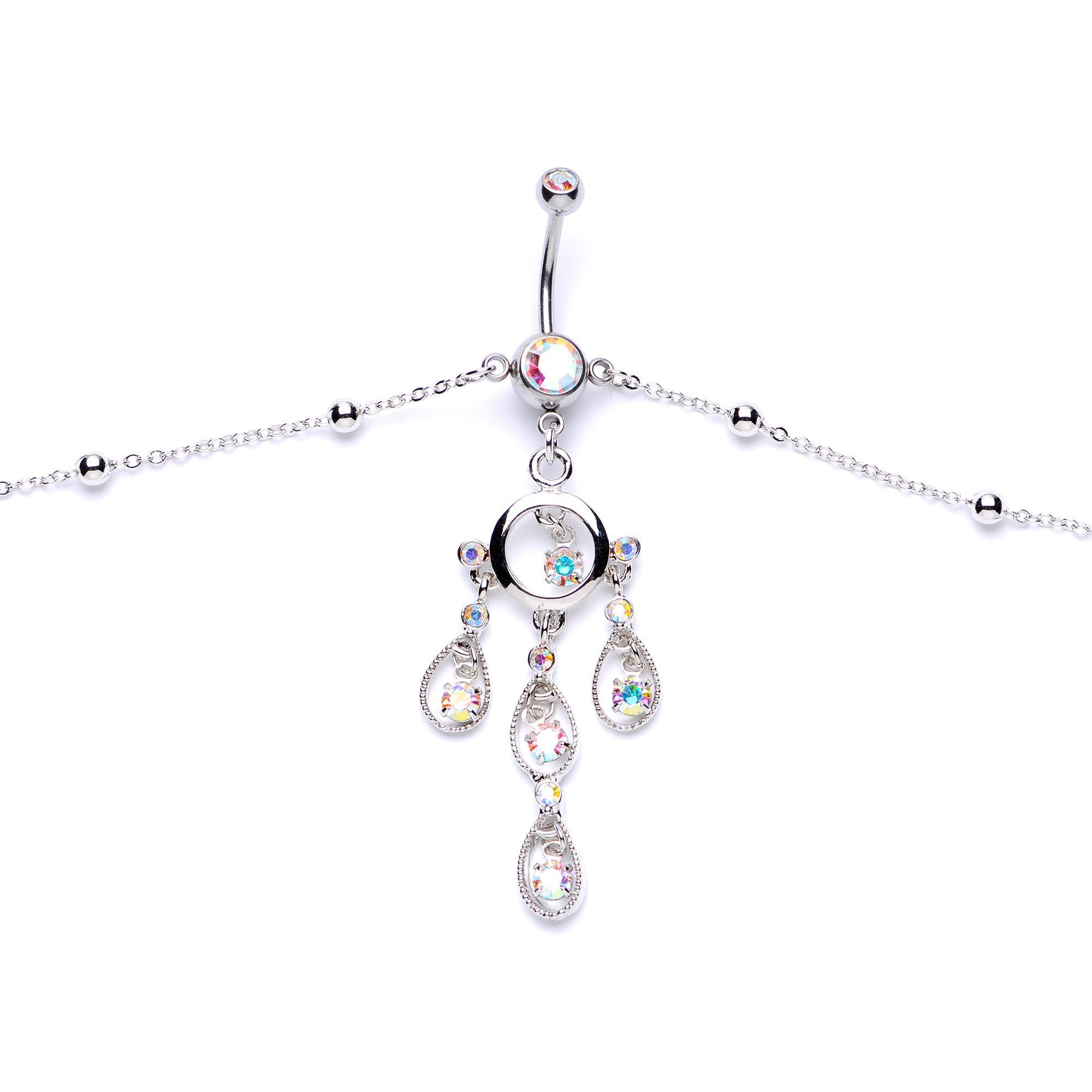 Aurora Gem Dancing Queen Chandelier Dangle Belly Ring Belly Chain