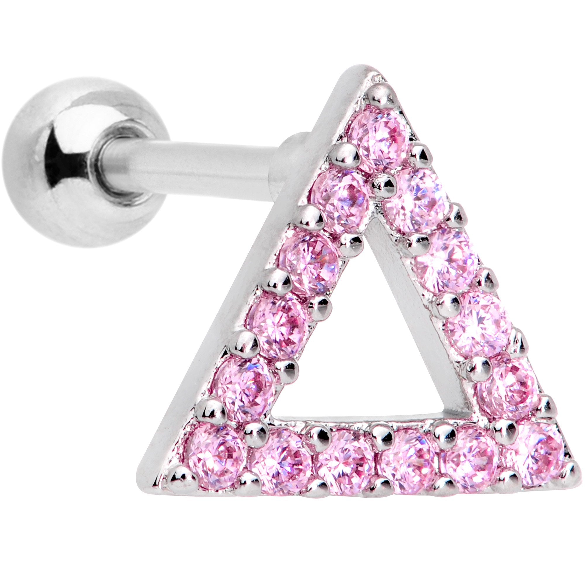 16 Gauge 1/4 Pink Gem Triangle Cartilage Tragus