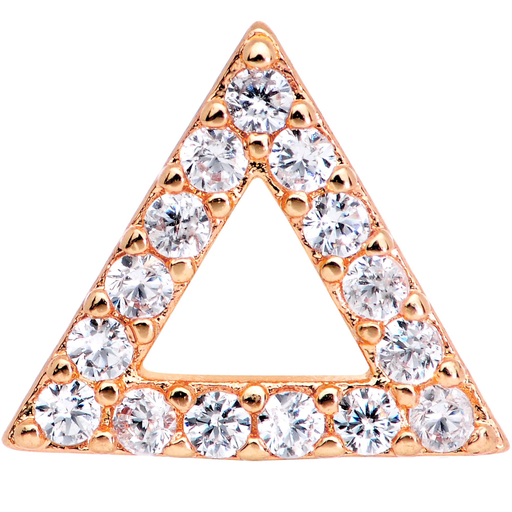 16 Gauge 1/4 Clear Gem Rose Gold Tone Triangle Cartilage Tragus