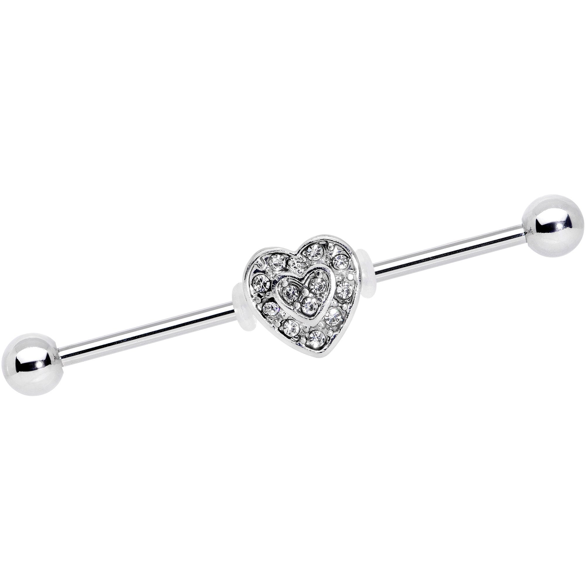 14 Gauge Valentines Day Gem Heart Straight Industrial Barbell 38mm