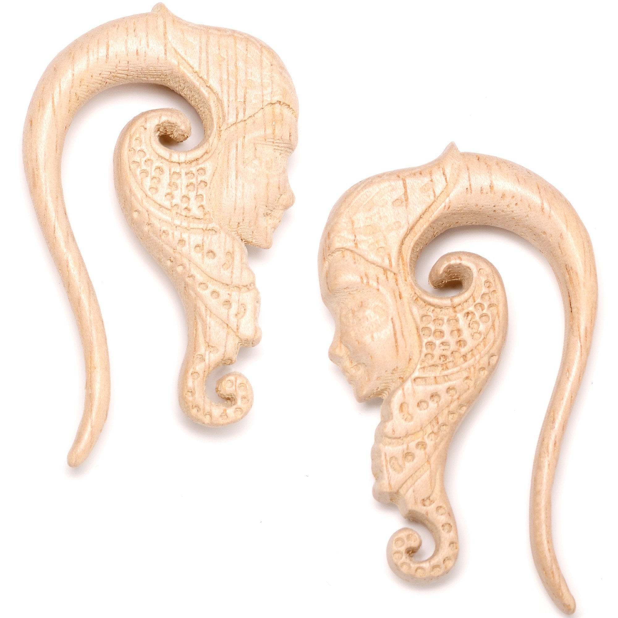 Hand Carved Wood Forest Nymph Hanger Plug Set 6mm to 18mm