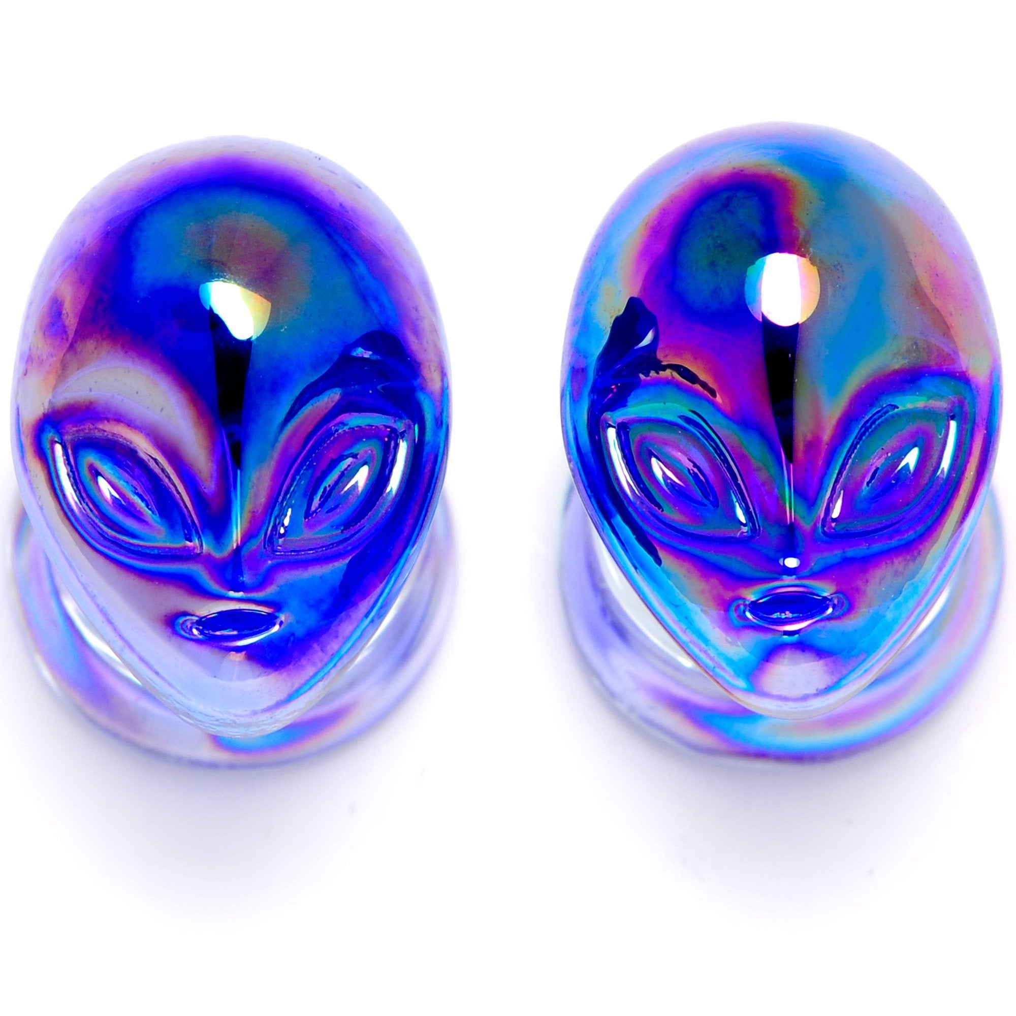 Aurora Blue Glass Outer Space Alien Double Flare Plug Set 10mm to 19mm