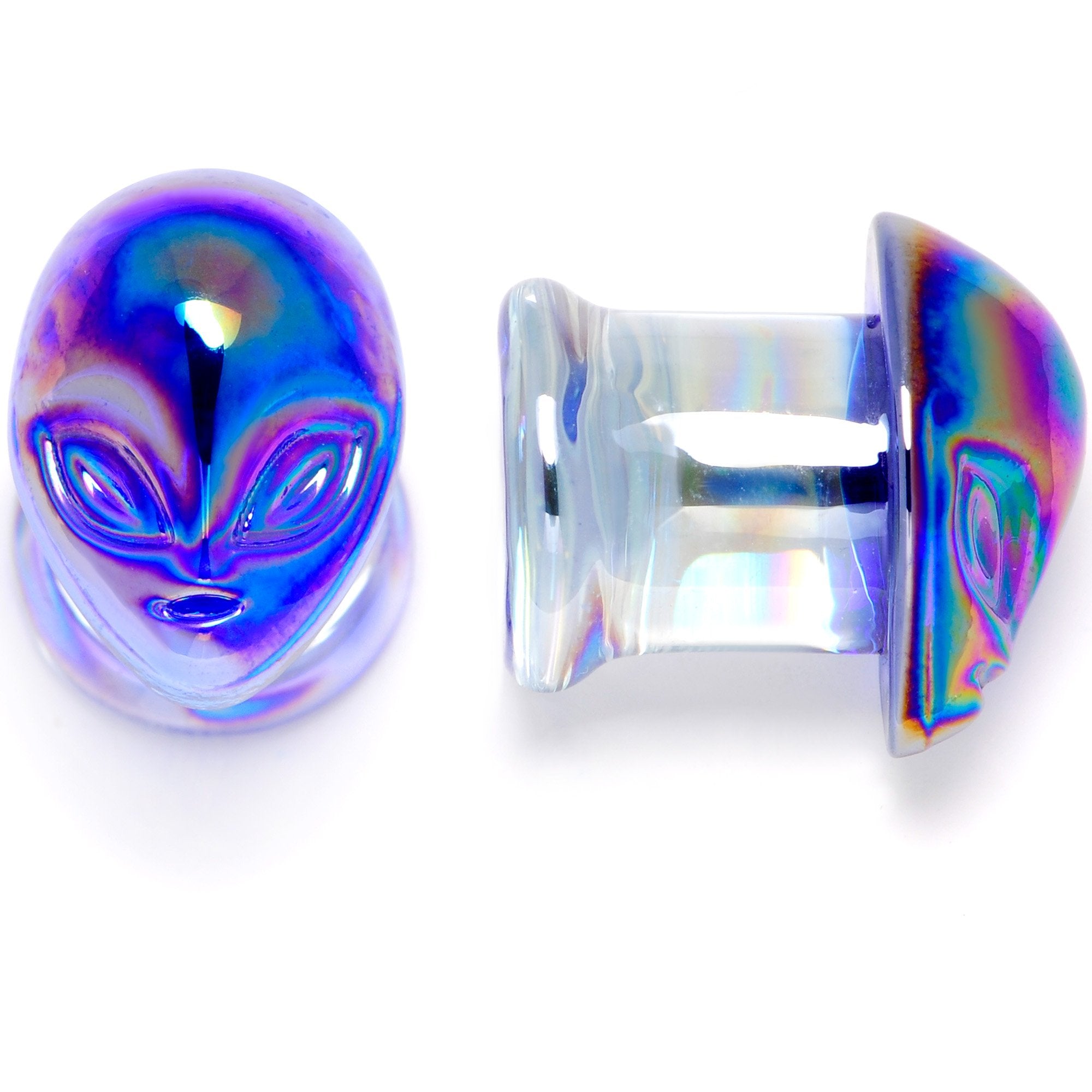 Aurora Blue Glass Outer Space Alien Double Flare Plug Set 10mm to 19mm