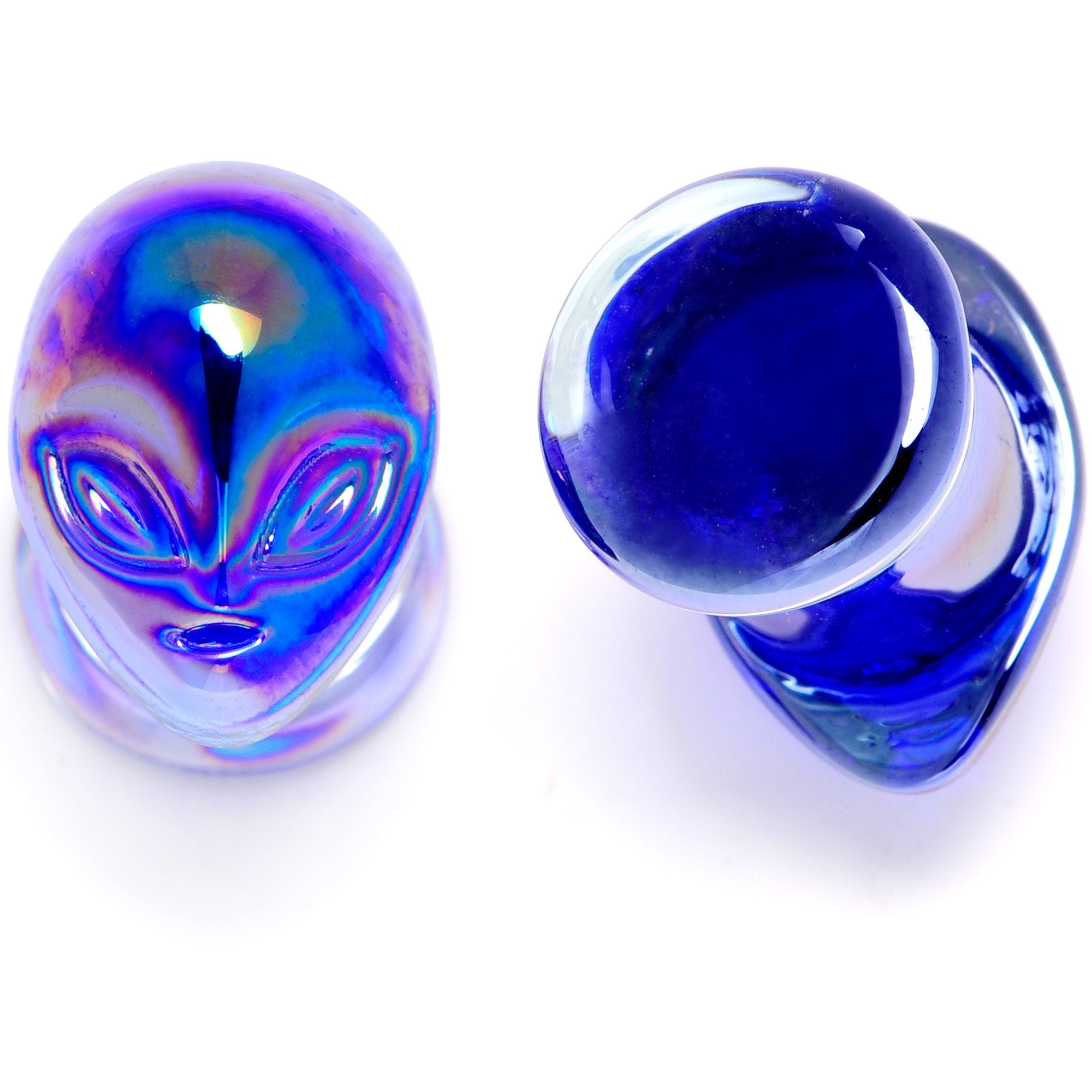 Aurora Blue Glass Outer Space Alien Double Flare Plug Set 10mm to 19mm