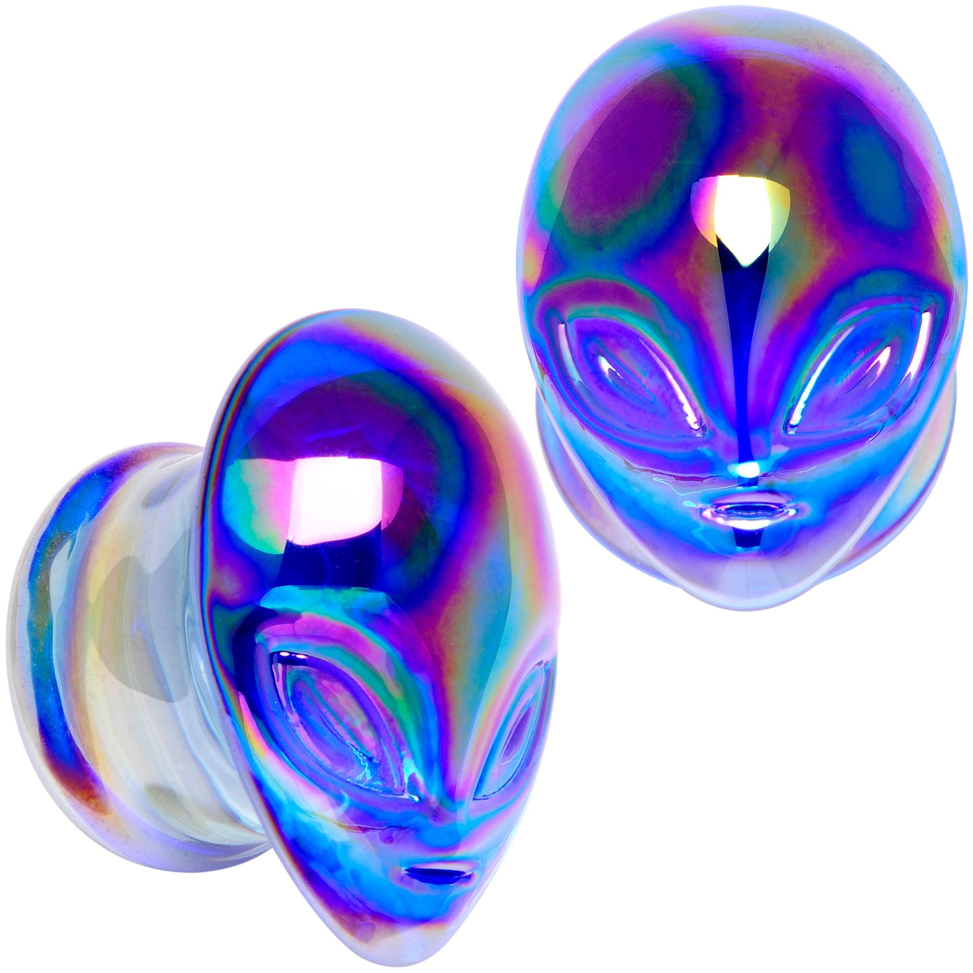 Aurora Blue Glass Outer Space Alien Double Flare Plug Set 10mm to 19mm