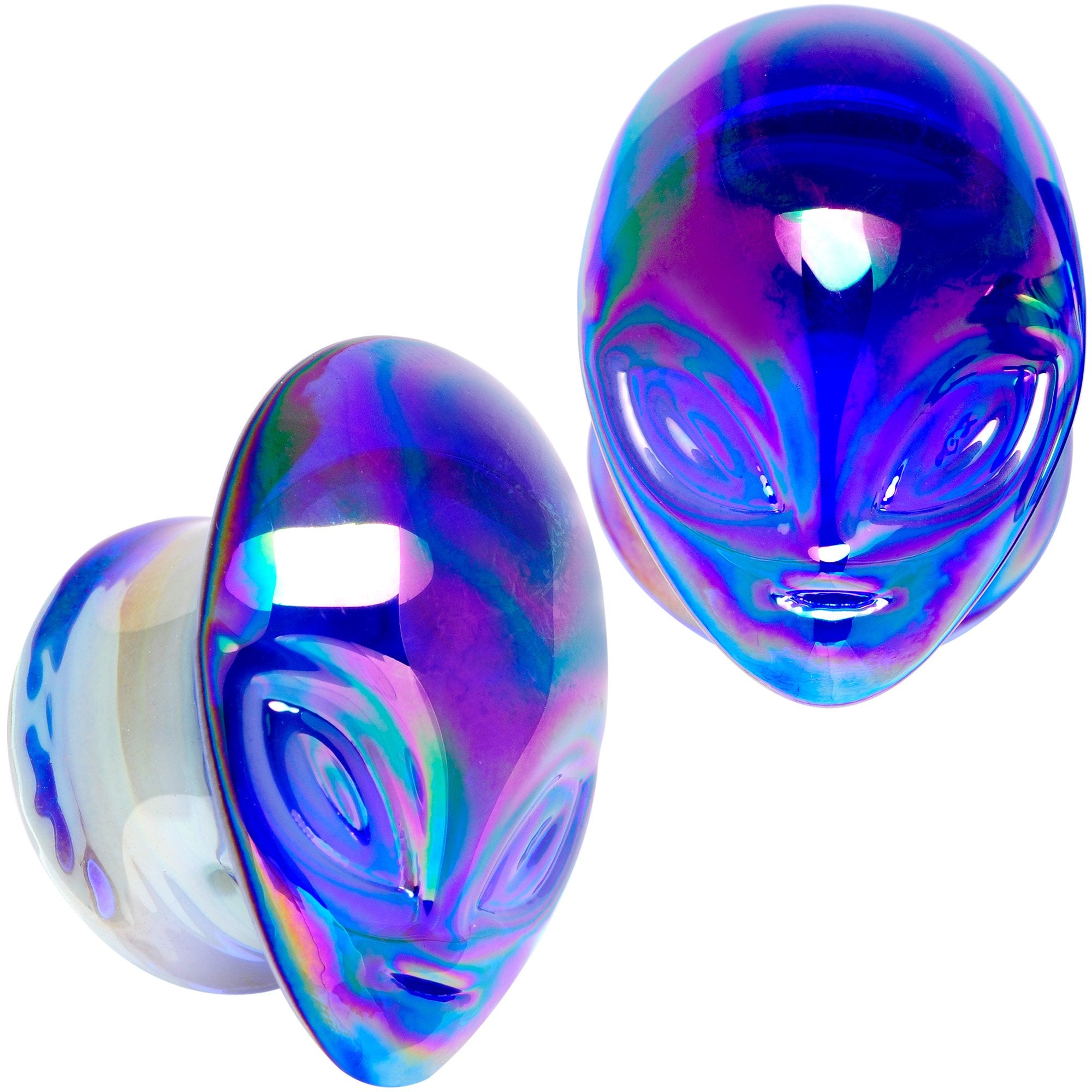 Aurora Blue Glass Outer Space Alien Double Flare Plug Set 10mm to 19mm