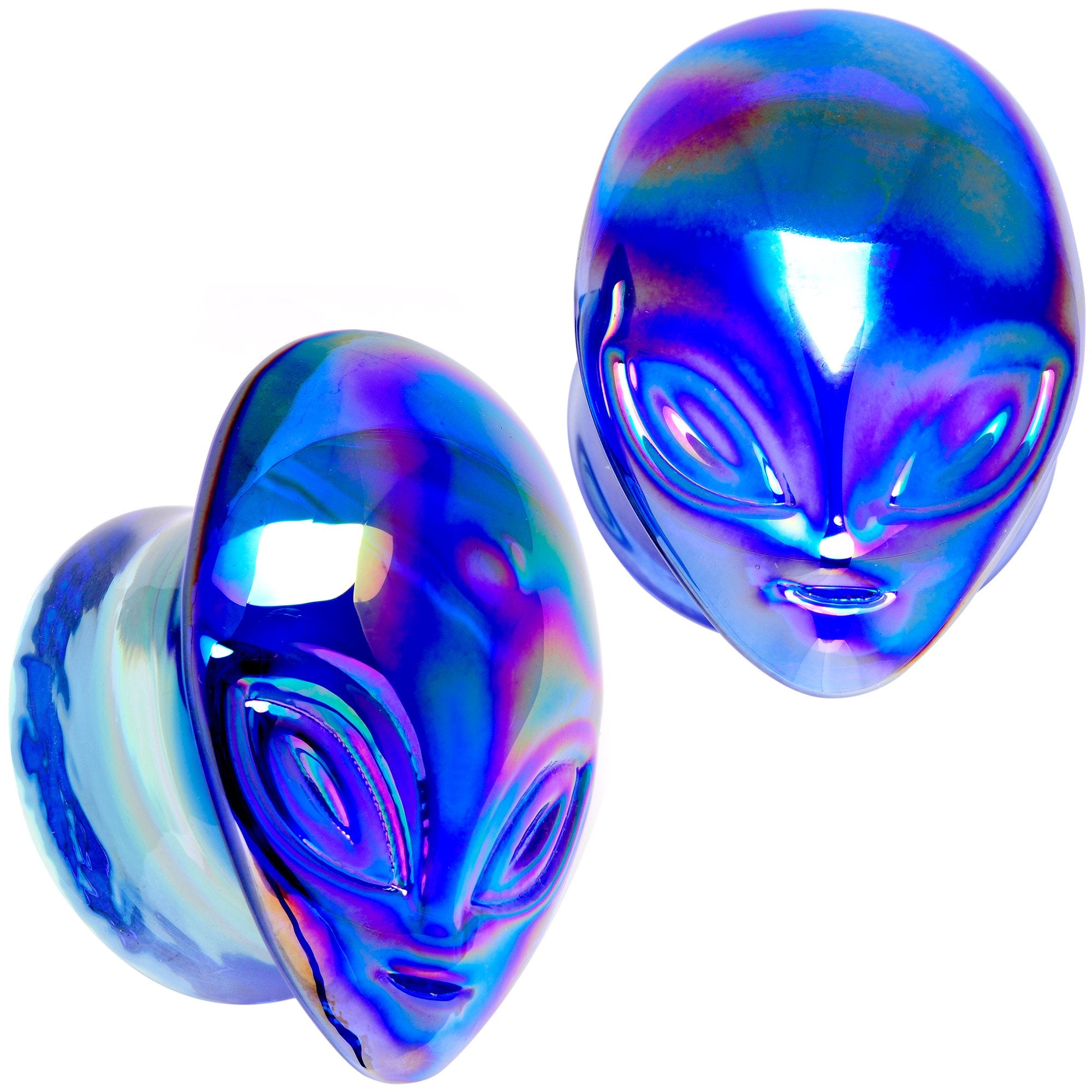 Aurora Blue Glass Outer Space Alien Double Flare Plug Set 10mm to 19mm