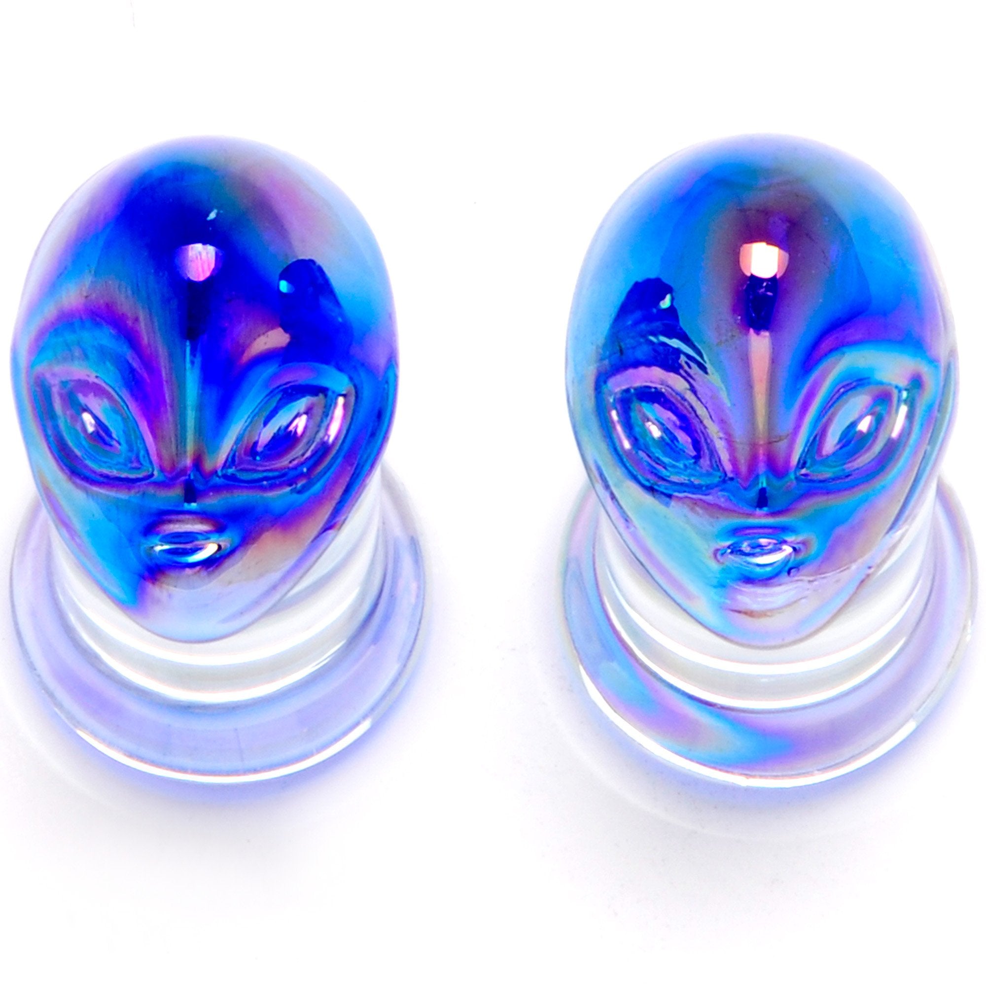 Aurora Blue Glass Outer Space Alien Double Flare Plug Set 10mm to 19mm