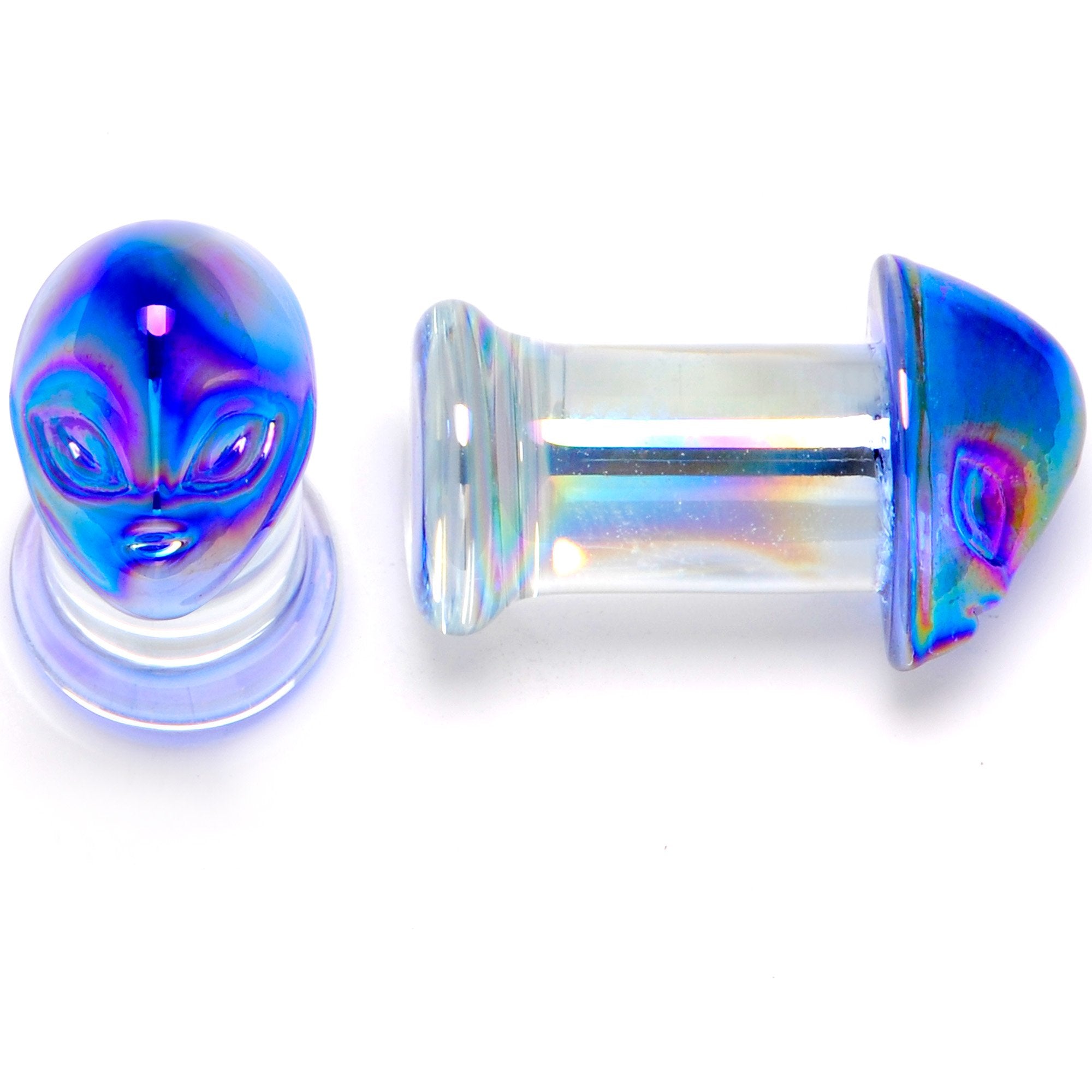 Aurora Blue Glass Outer Space Alien Double Flare Plug Set 10mm to 19mm