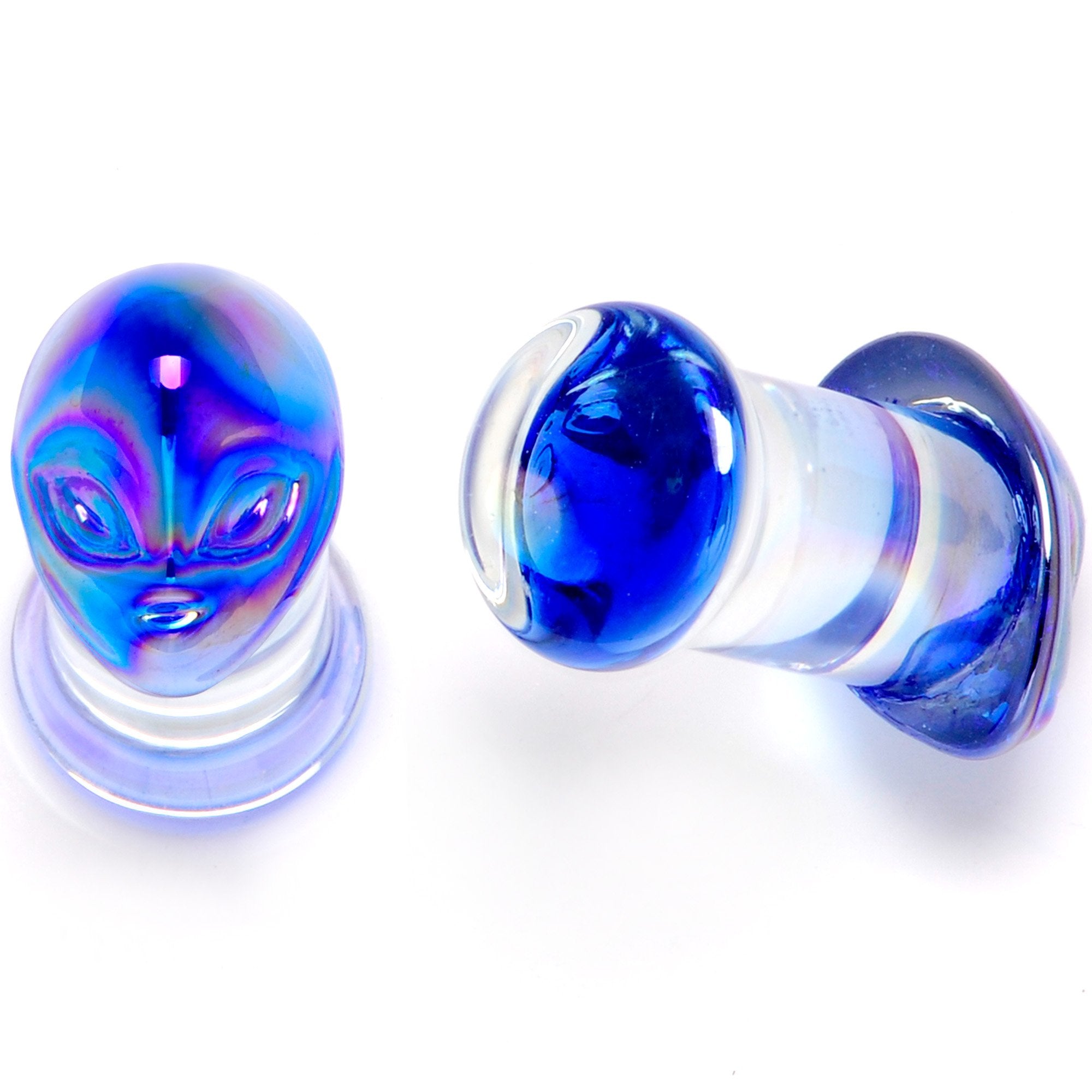 Aurora Blue Glass Outer Space Alien Double Flare Plug Set 10mm to 19mm