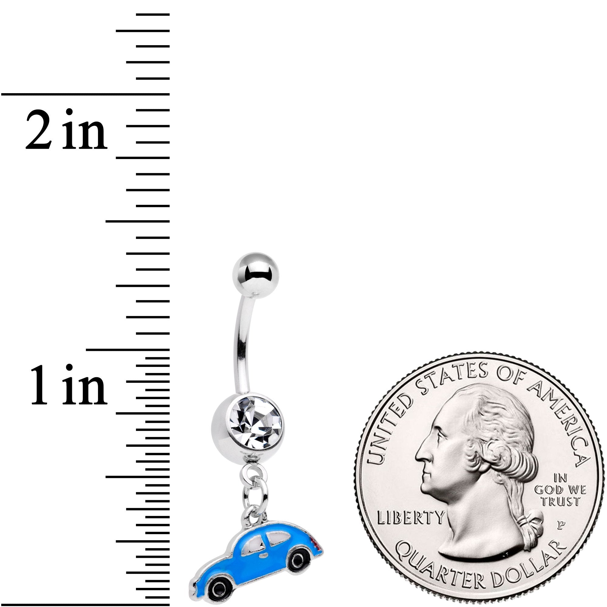 Clear Gem Little Blue Buggy Dangle Belly Ring