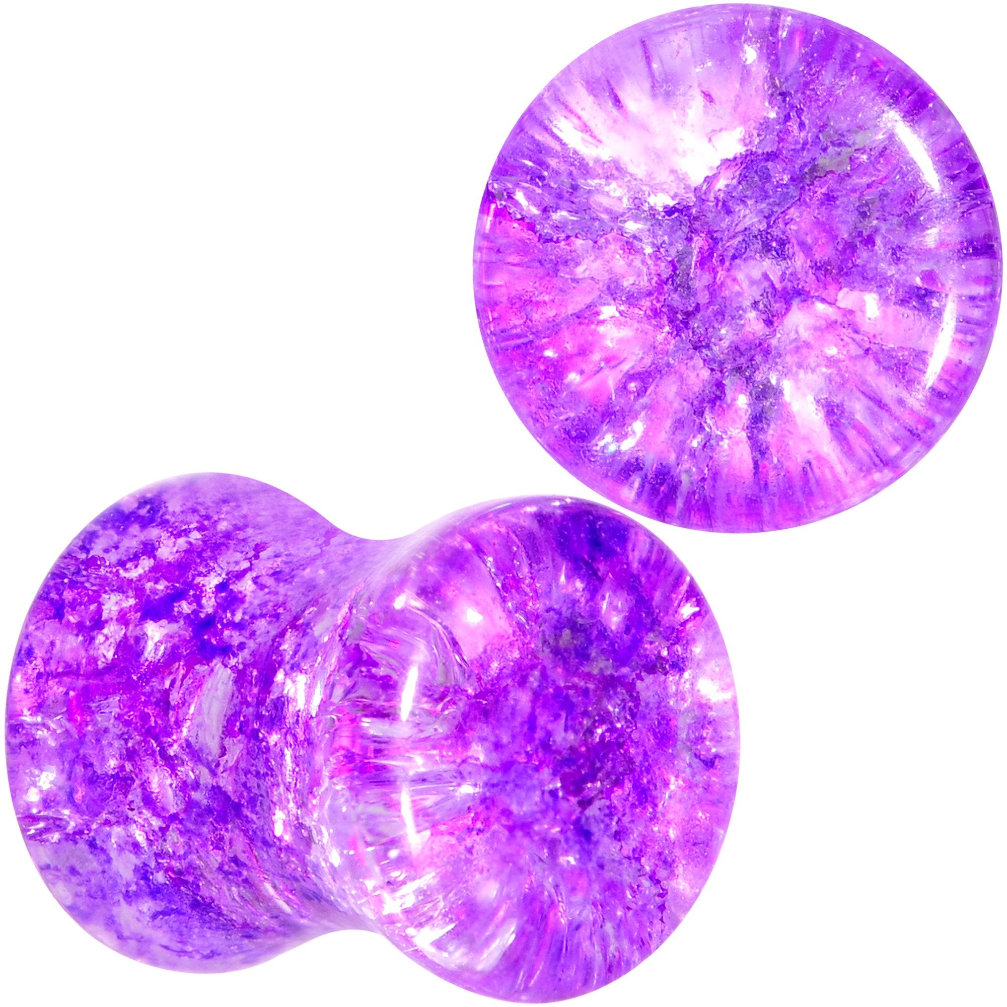 Cosmic Violet Shattered Glass Saddle Plug Set 6mm to 16mm