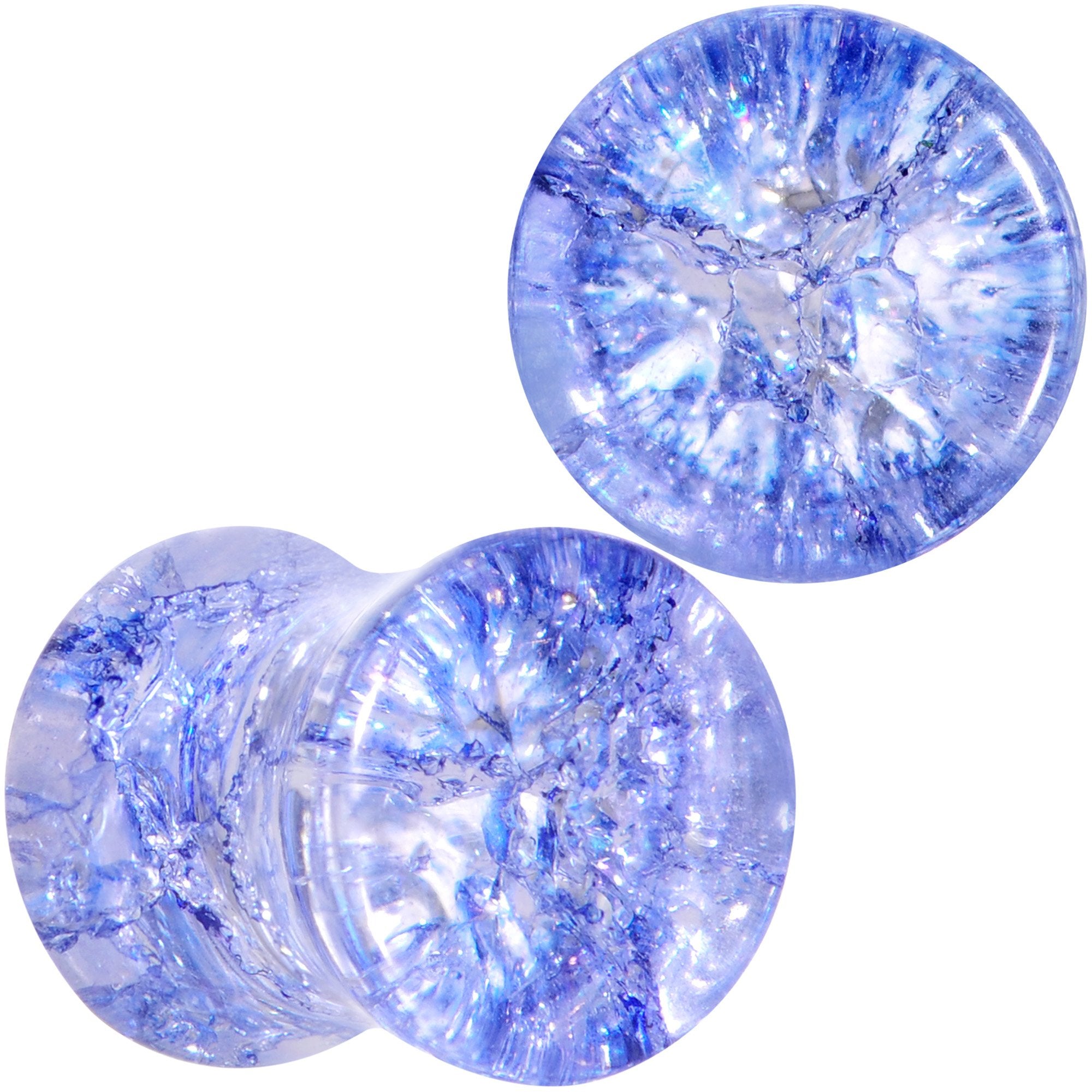 Blue Shattered Glass Wild Child Saddle Plug Set 6mm to 16mm