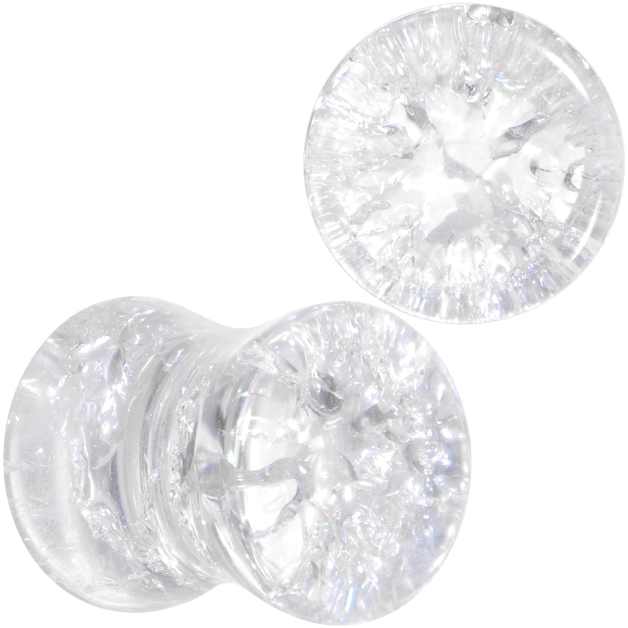 Clear Shattered Glass Saddle Plug Set 6mm to 16mm